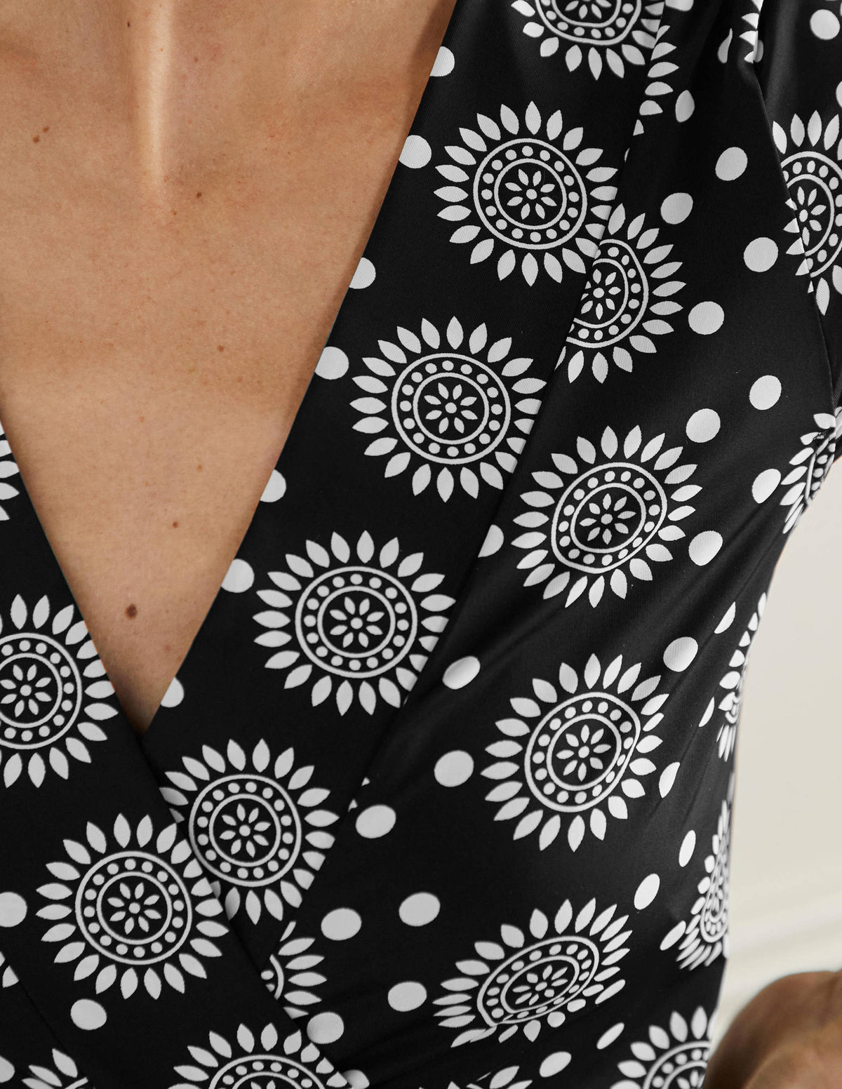 Lefkada Wrap Beach Dress-Black, Sun Geo-2