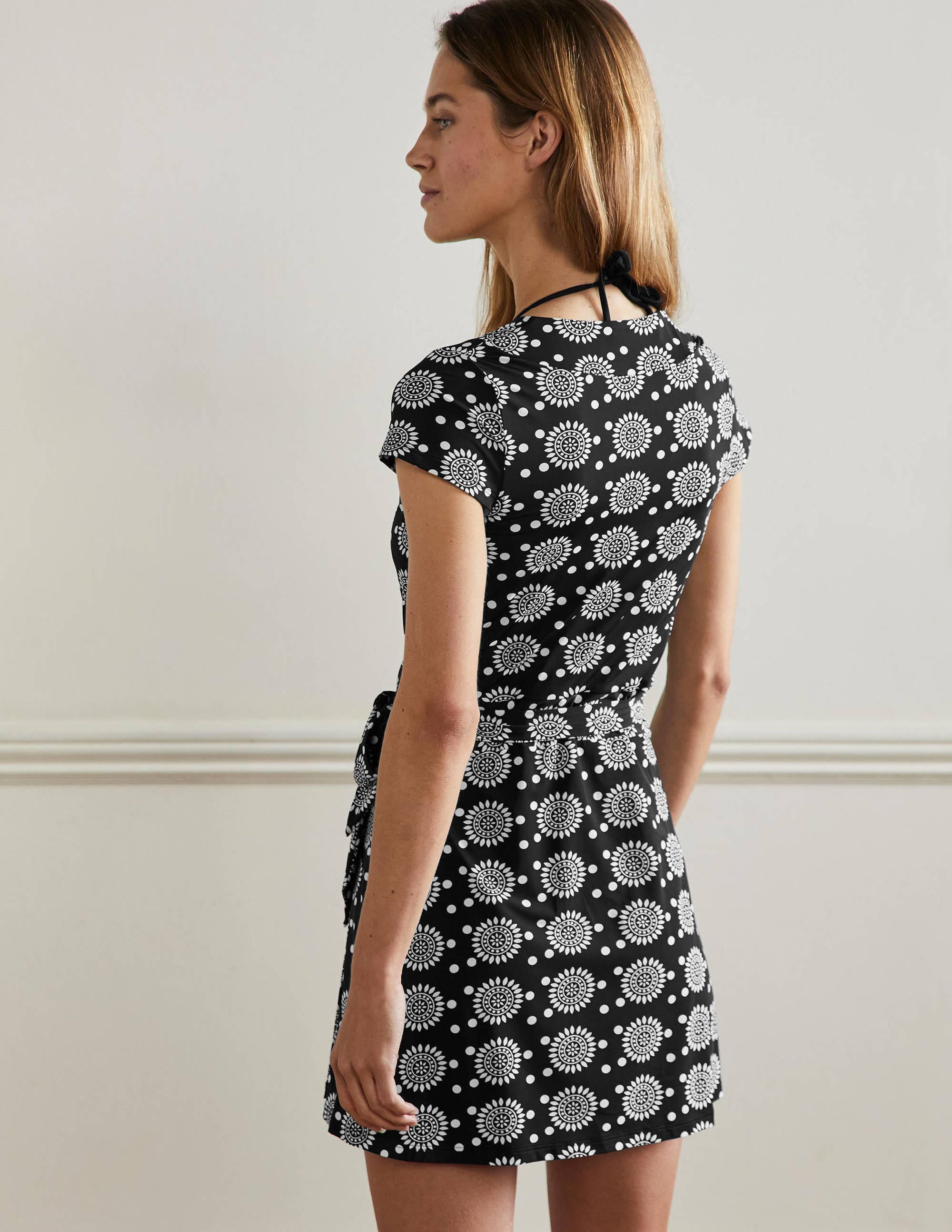 Lefkada Wrap Beach Dress-Black, Sun Geo - Image 3