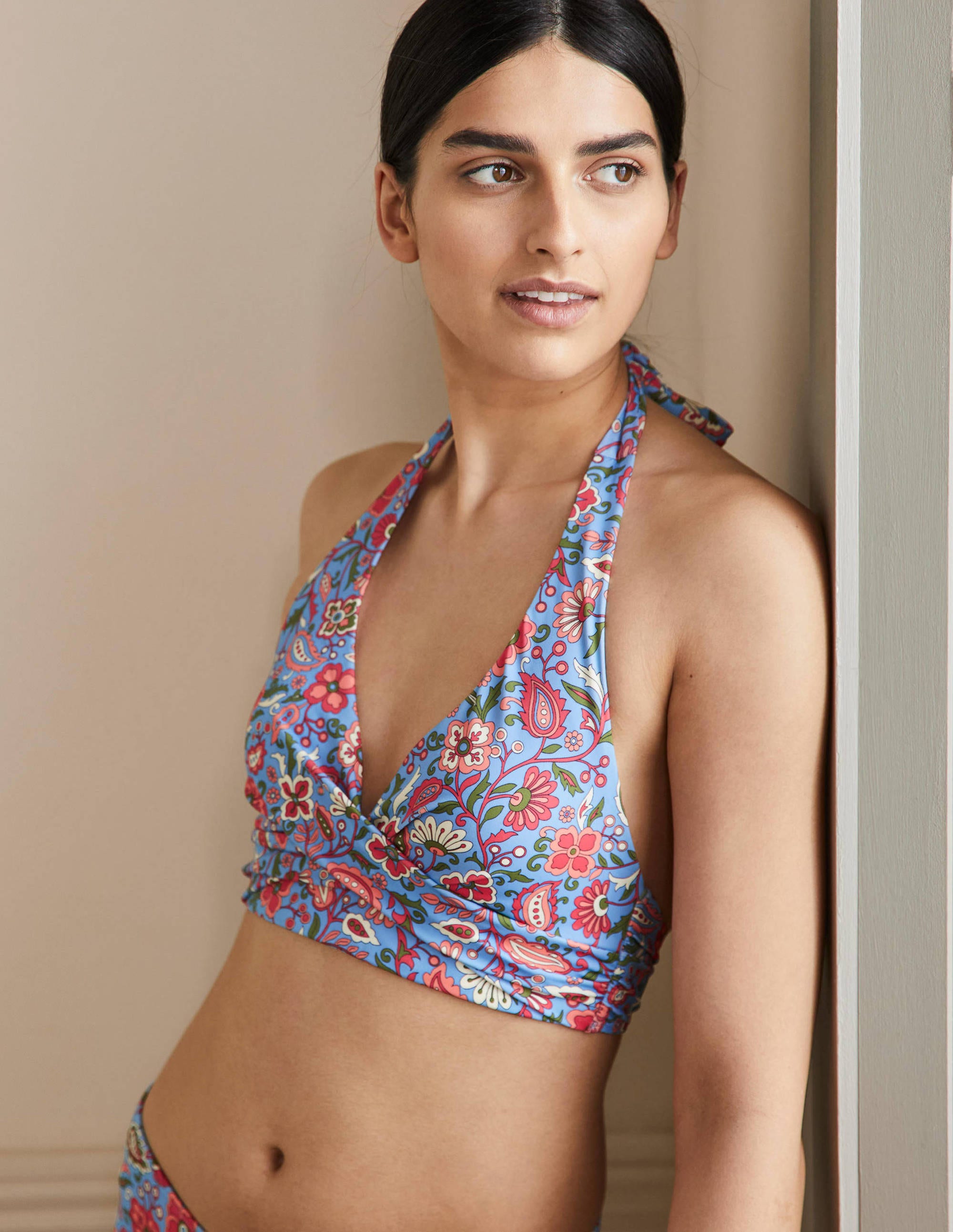 Levanzo Halter Bikini Top-Dusty Blue, Oriental Paradise - Image 4