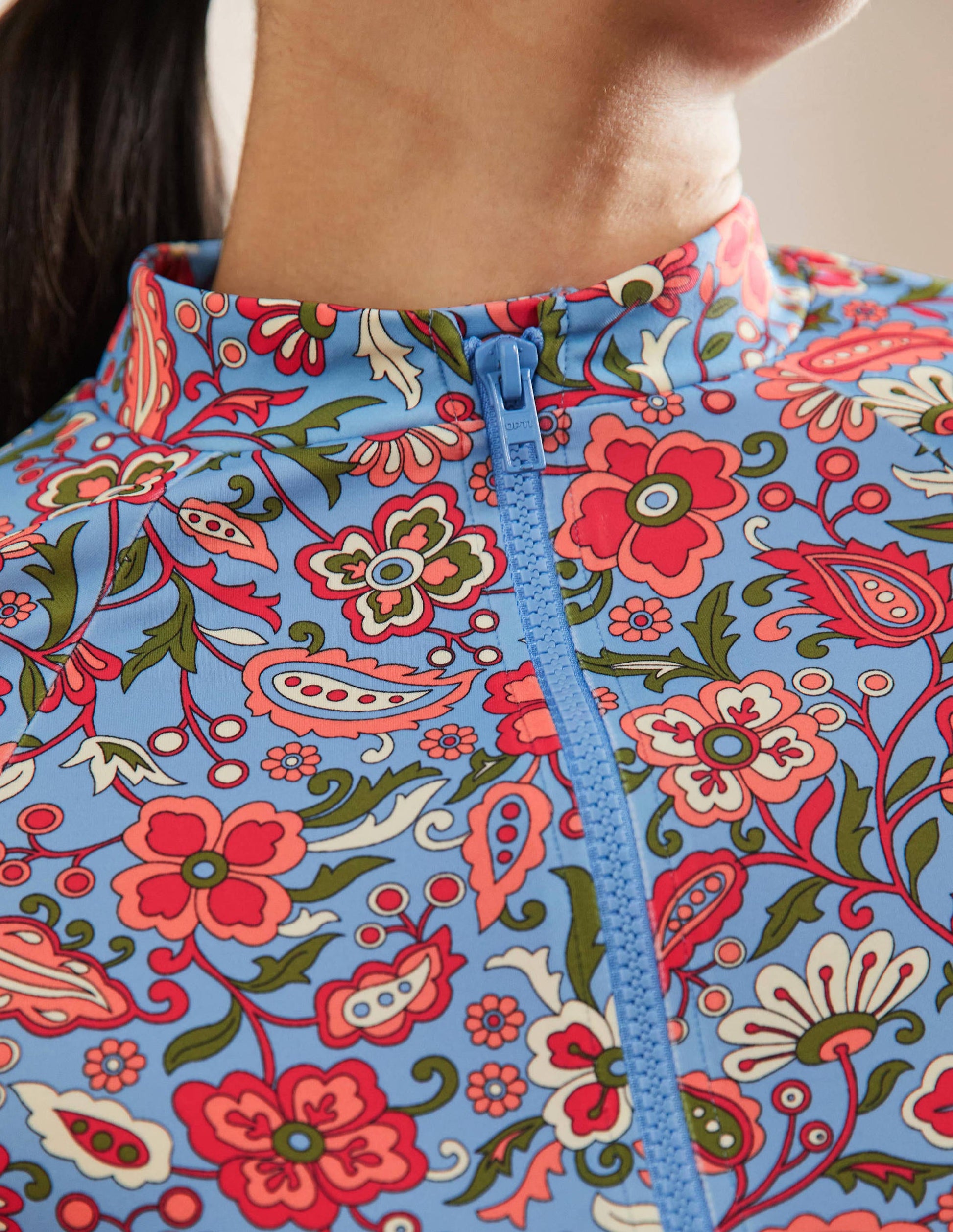 Mid Sleeve Rash Guard-Dusty Blue, Oriental Paradise-2