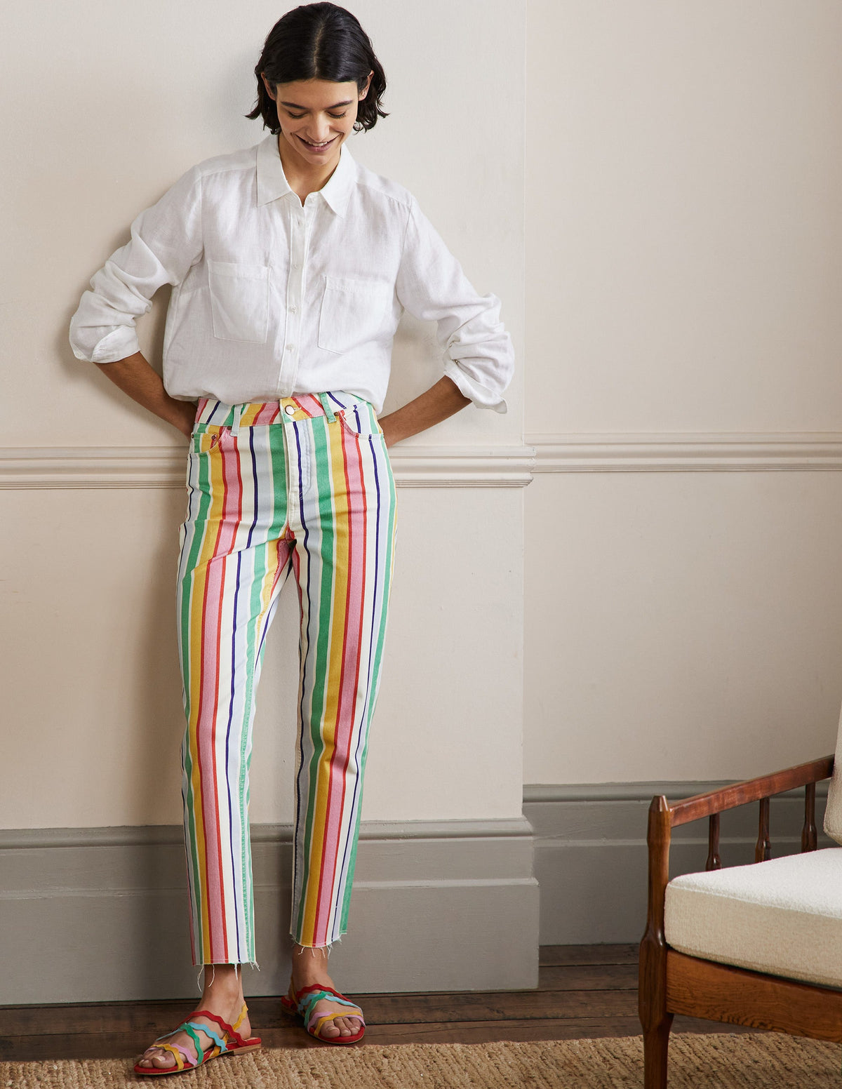 Relaxed Straight Jeans-Rainbow Multistripe - Image 1