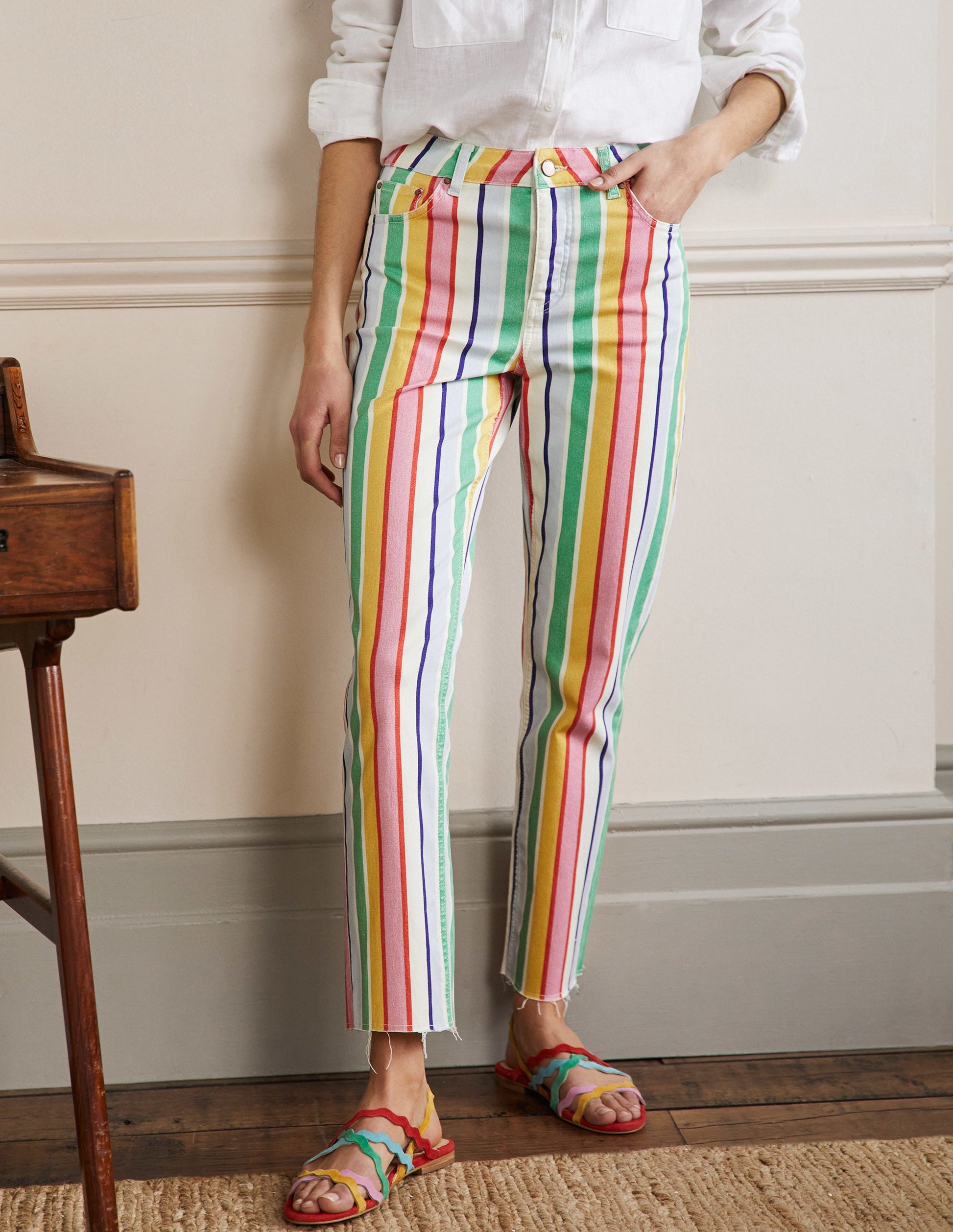 Relaxed Straight Jeans-Rainbow Multistripe-4
