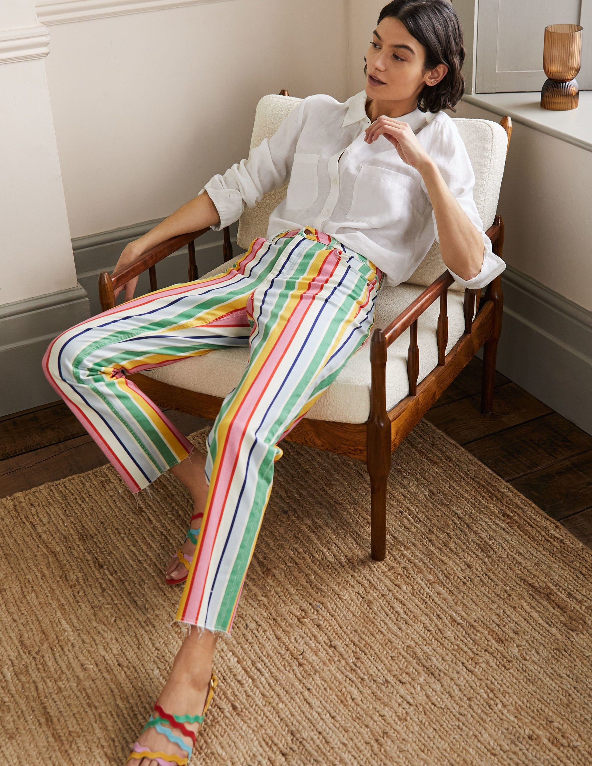 Relaxed Straight Jeans-Rainbow Multistripe-5