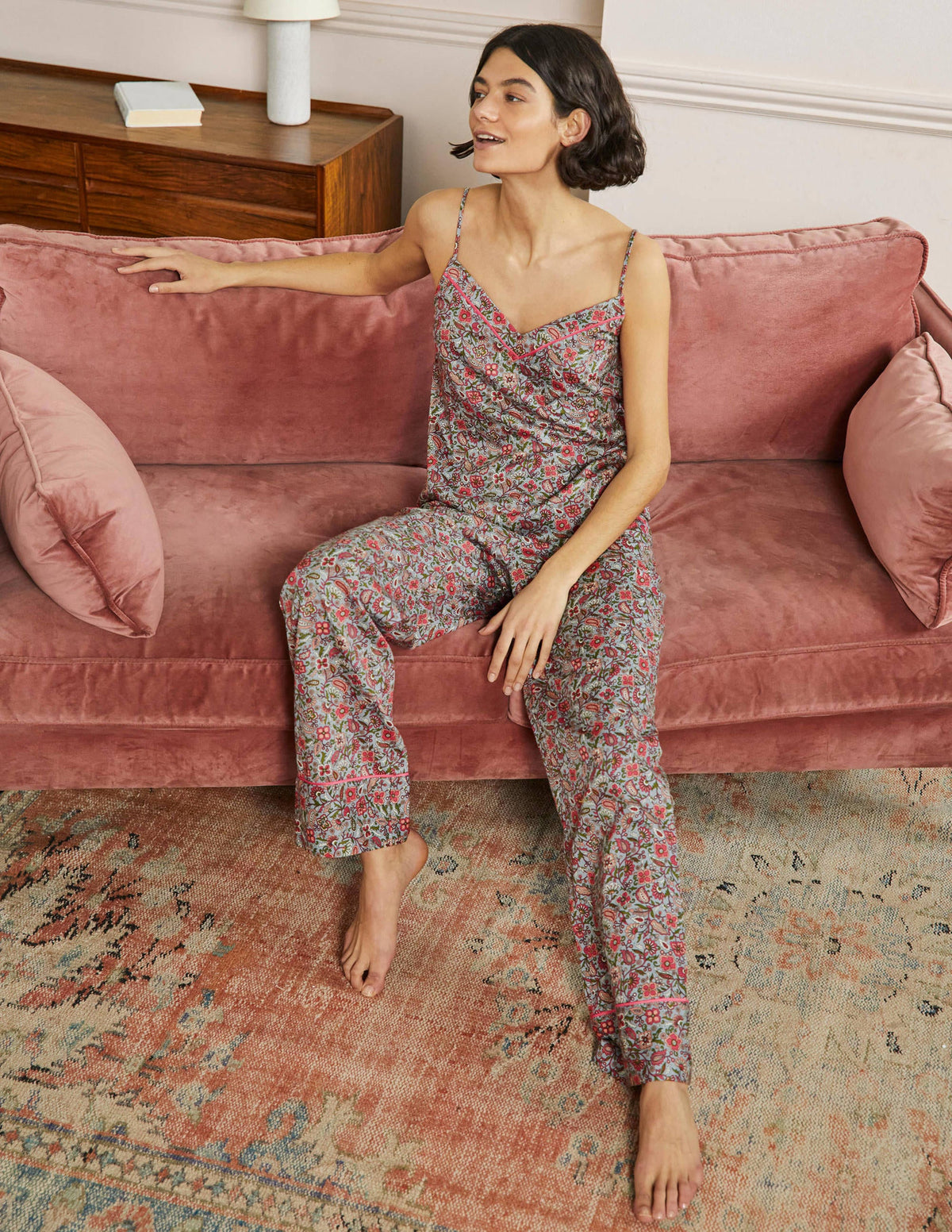 Janie Pajama Bottoms-Blue/Ivory Oriental Paradise-1