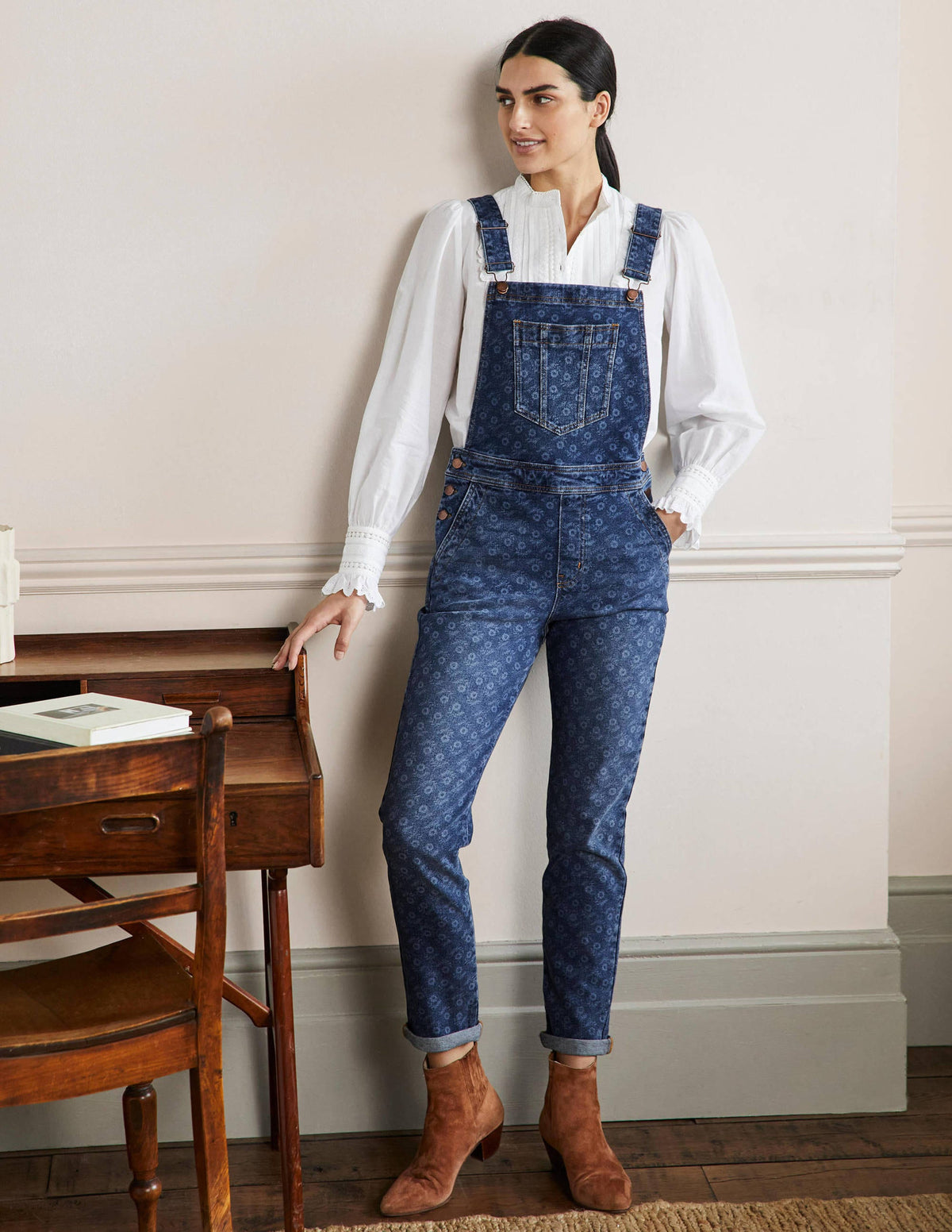 Girlfriend Overalls-Mid Vintage, Loose Sprig - Image 1