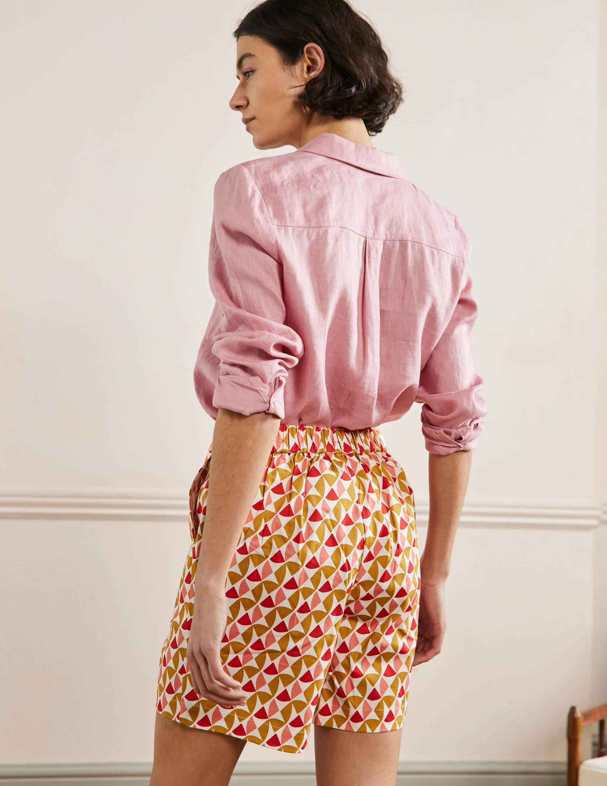 Pull On Shorts-Brioche, Rainbow Tile - Image 3