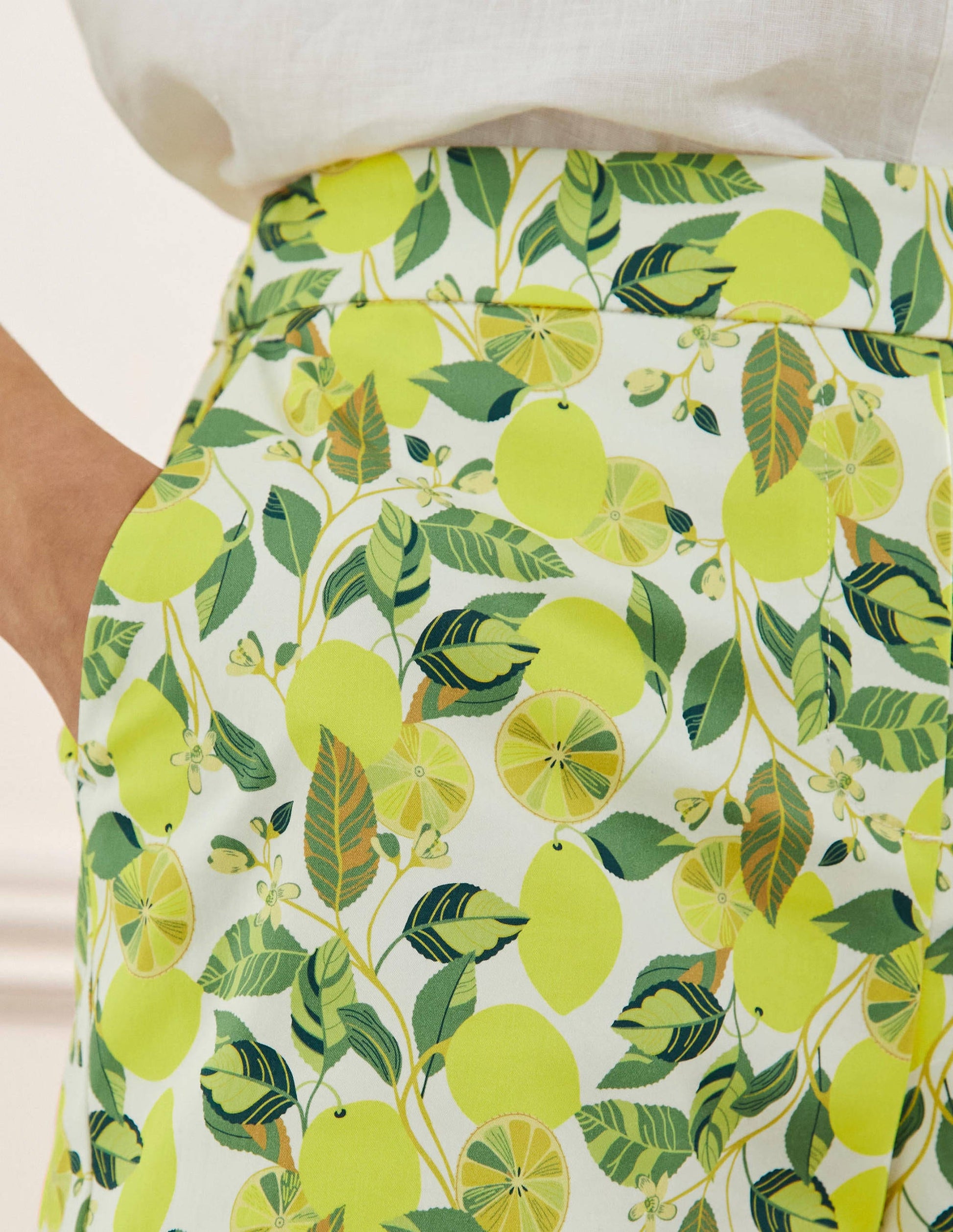 Pull On Shorts-Ivory, Lemon Vine-2