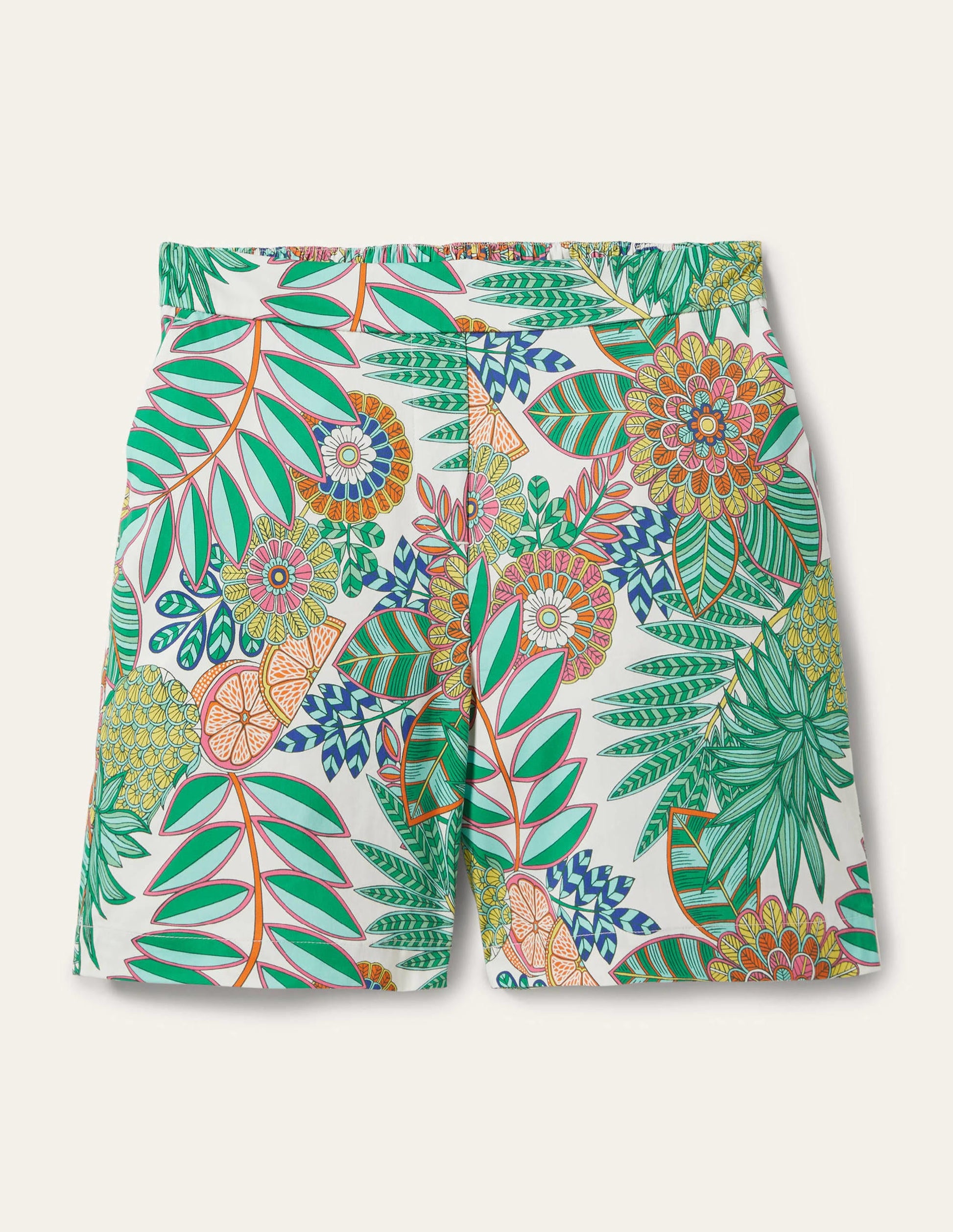 Pull On Shorts-Ivory, Pineapple Bloom-5