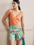 Pull On Shorts-Ivory, Pineapple Bloom