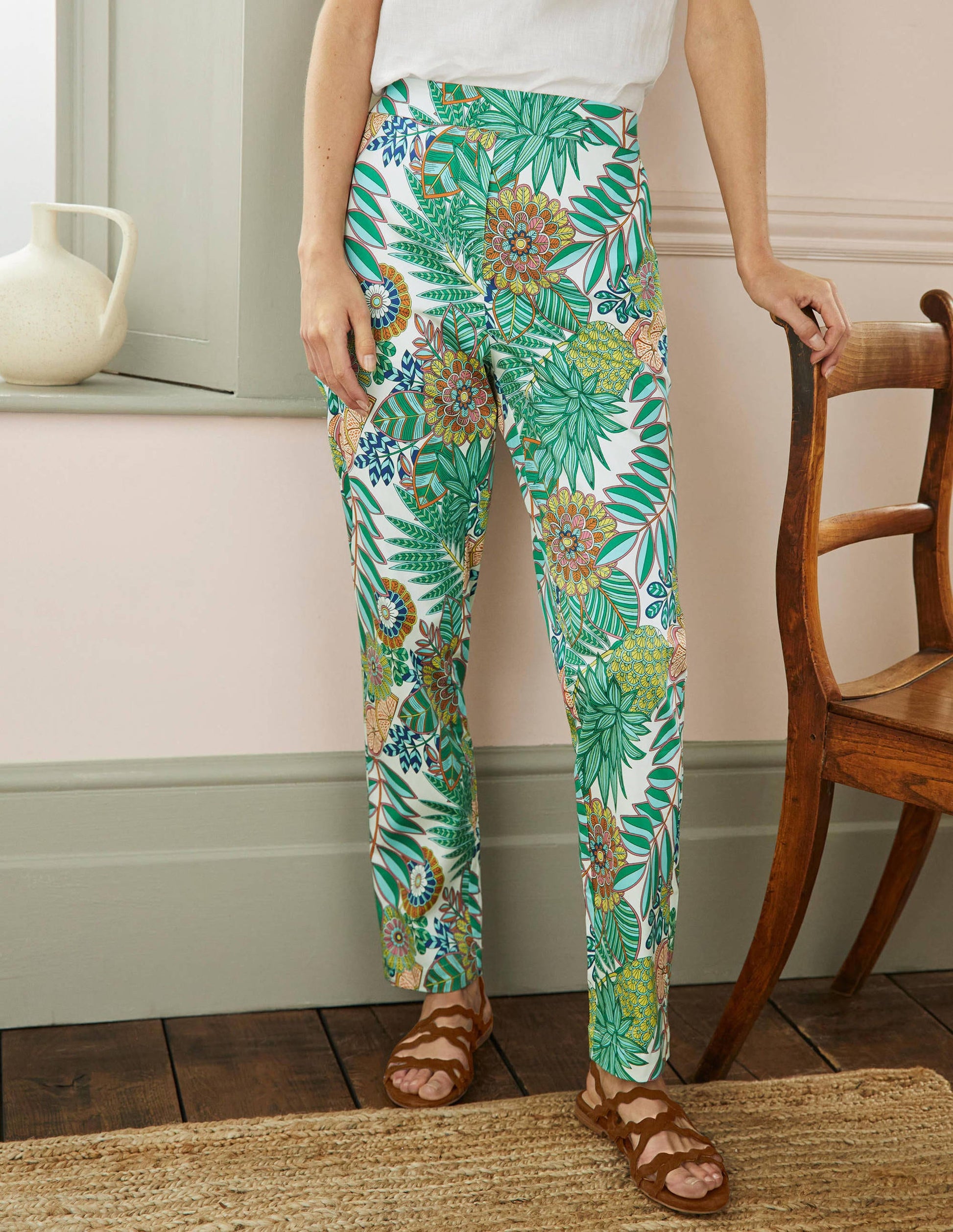 Pull On Pants-Green Sapling, Pineapple Bloom-4