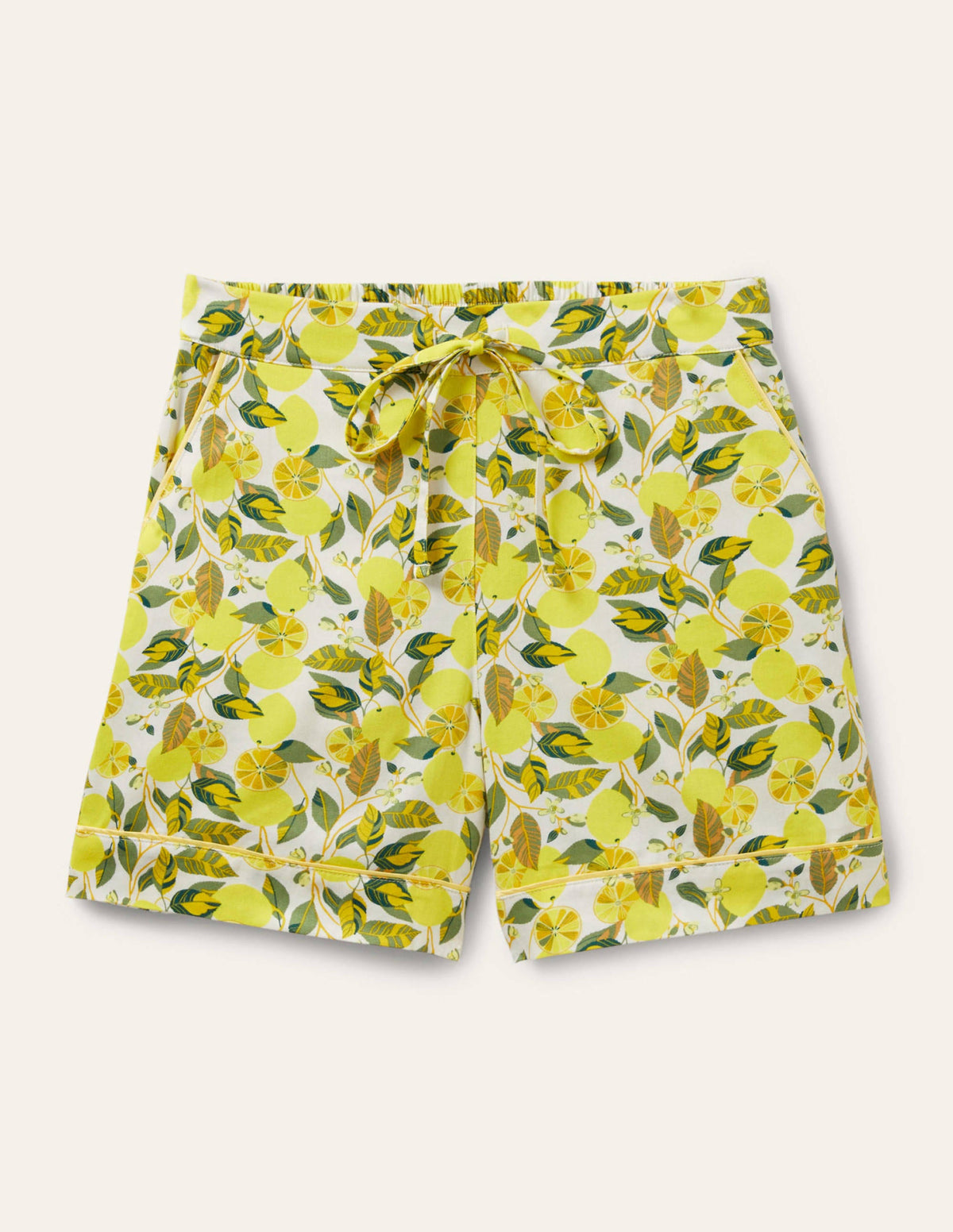 Cotton Pajama Shorts-Ivory, Lemon Vine - Image 5