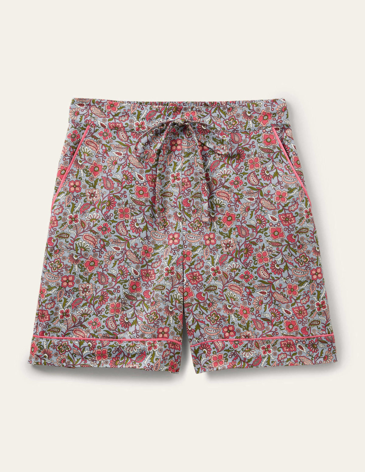 Cotton Pajama Shorts-Blue/Ivory Oriental Paradise-5