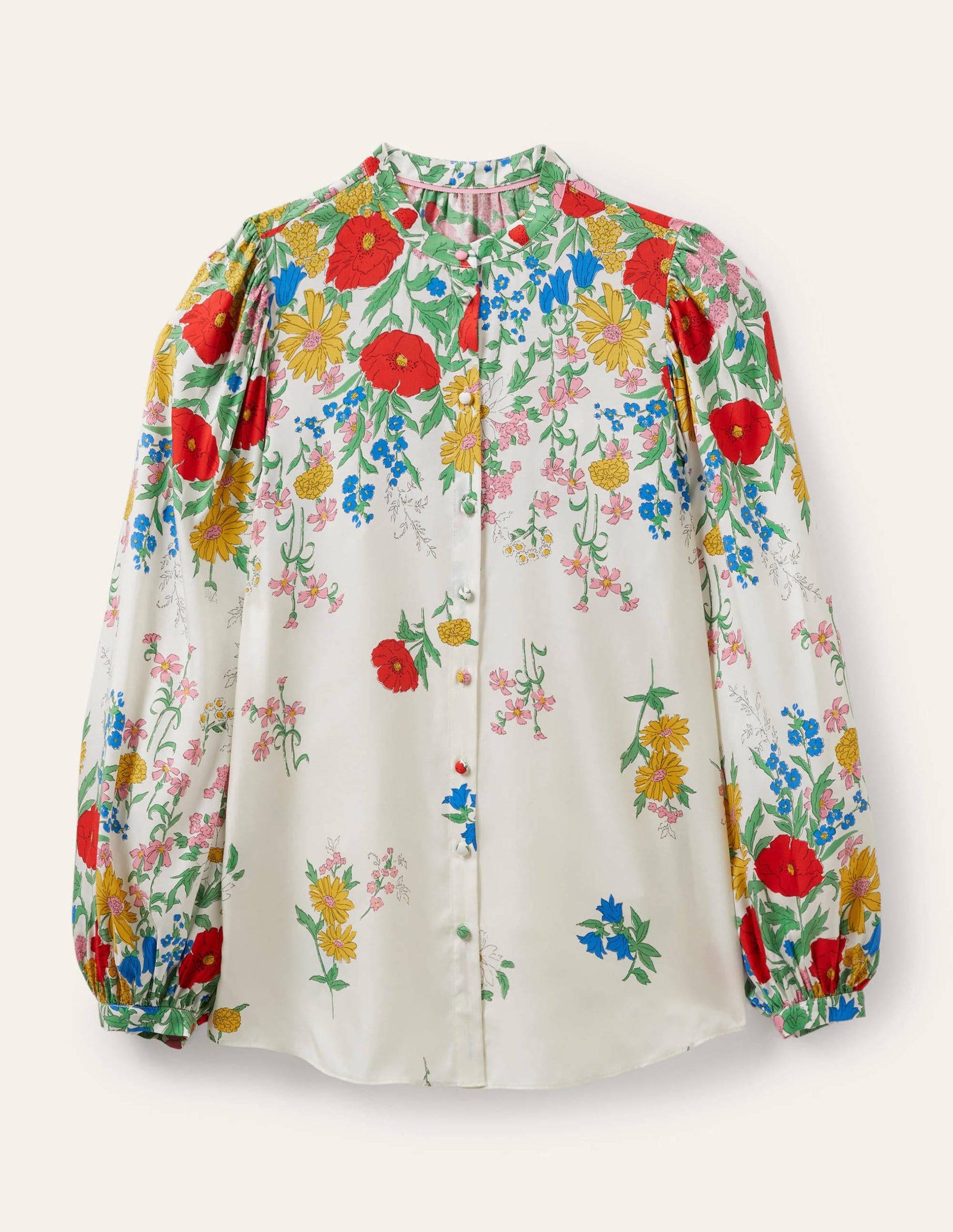 Blouson Sleeve Blouse-Ivory,  Botanical Terrace-5