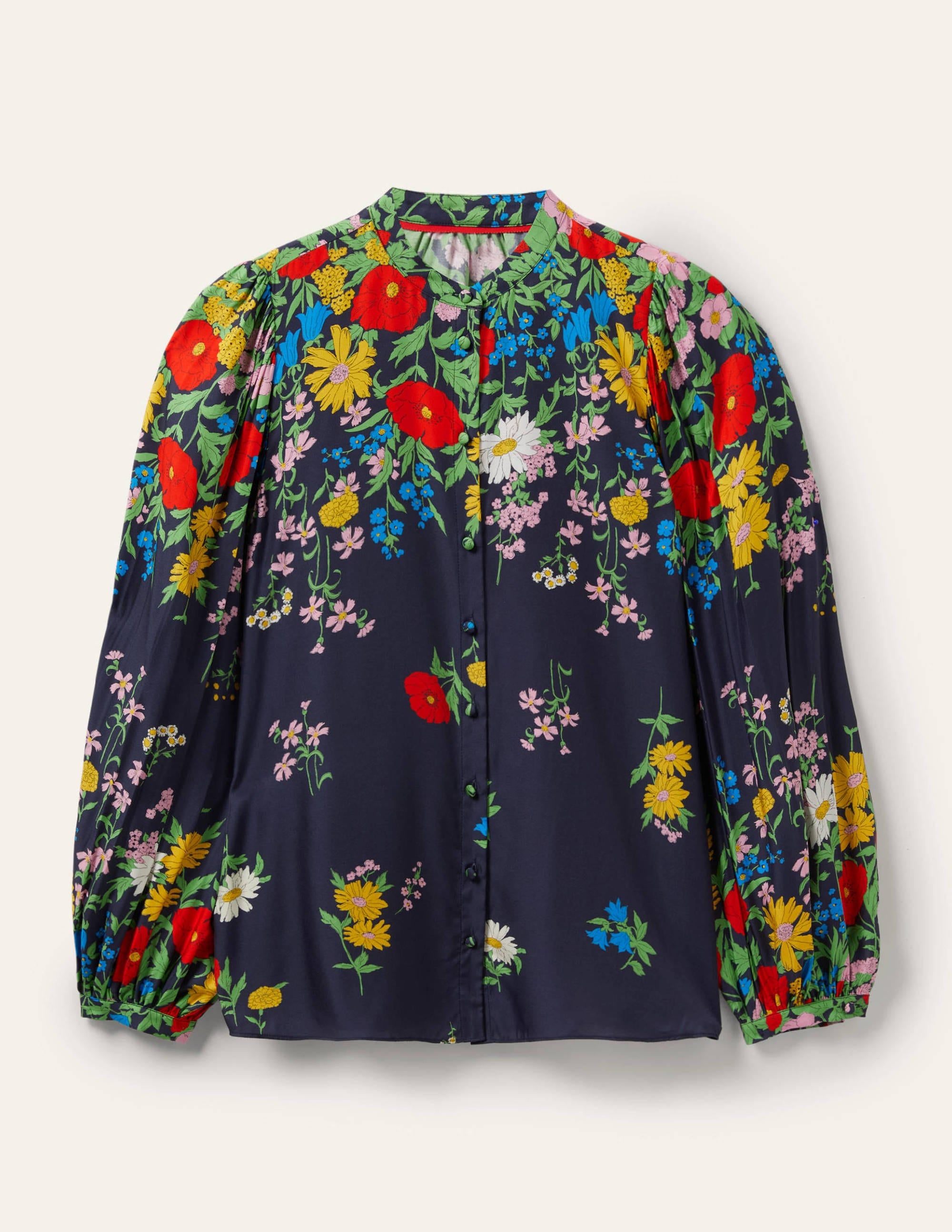 Blouson Sleeve Blouse-Navy, Botanical Terrace - Image 5