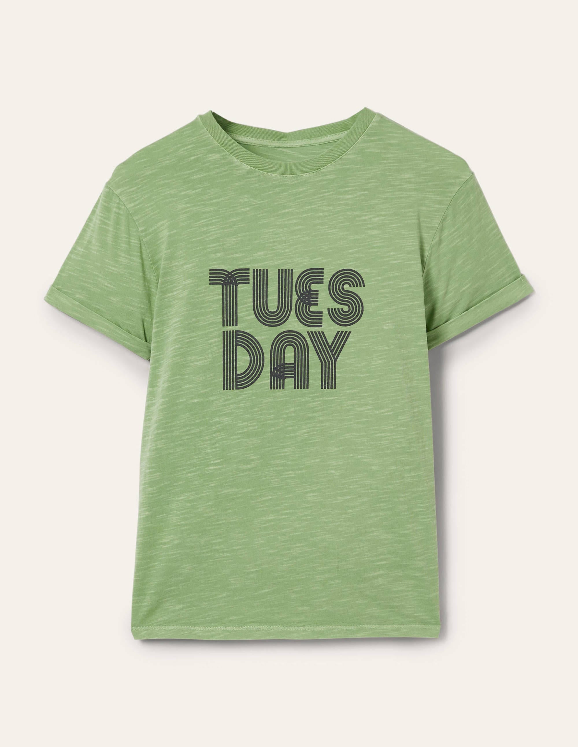 Turn Up Cuff Cotton T-shirt-Basil, Tuesday - Image 5
