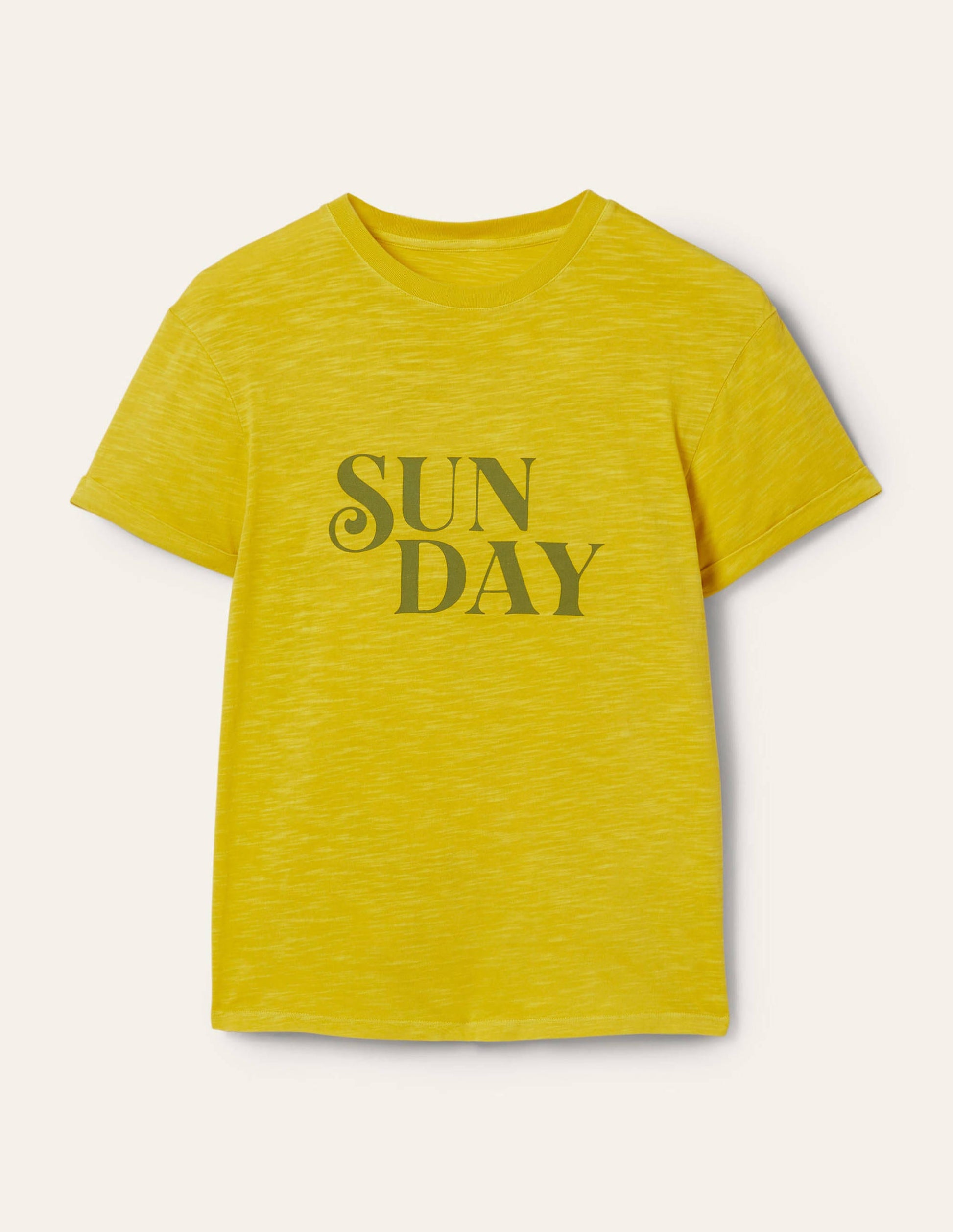 Turn Up Cuff Cotton T-shirt-Lemon Fizz, Sunday-5