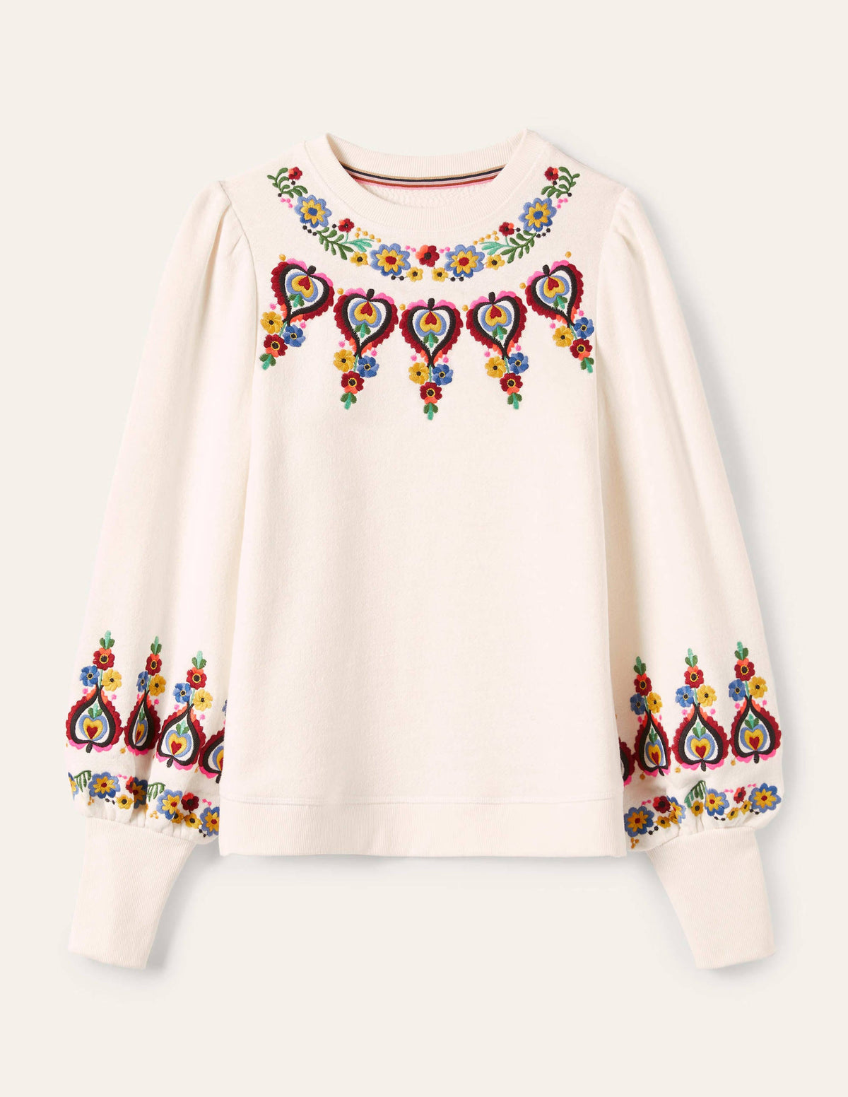 Embroidered Blouson Sweatshirt-Ivory Embroidery - Image 6