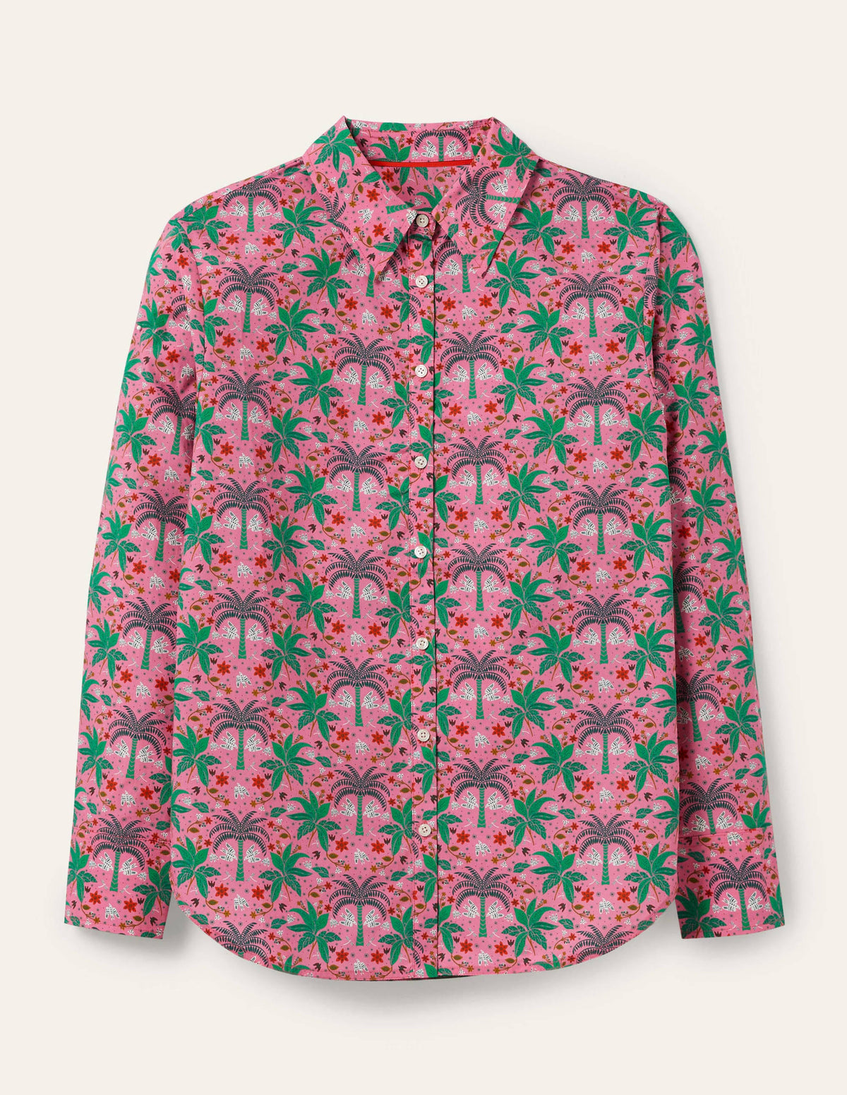 Relaxed Cotton Shirt-Posy Pink, Oriental Palm - Image 9