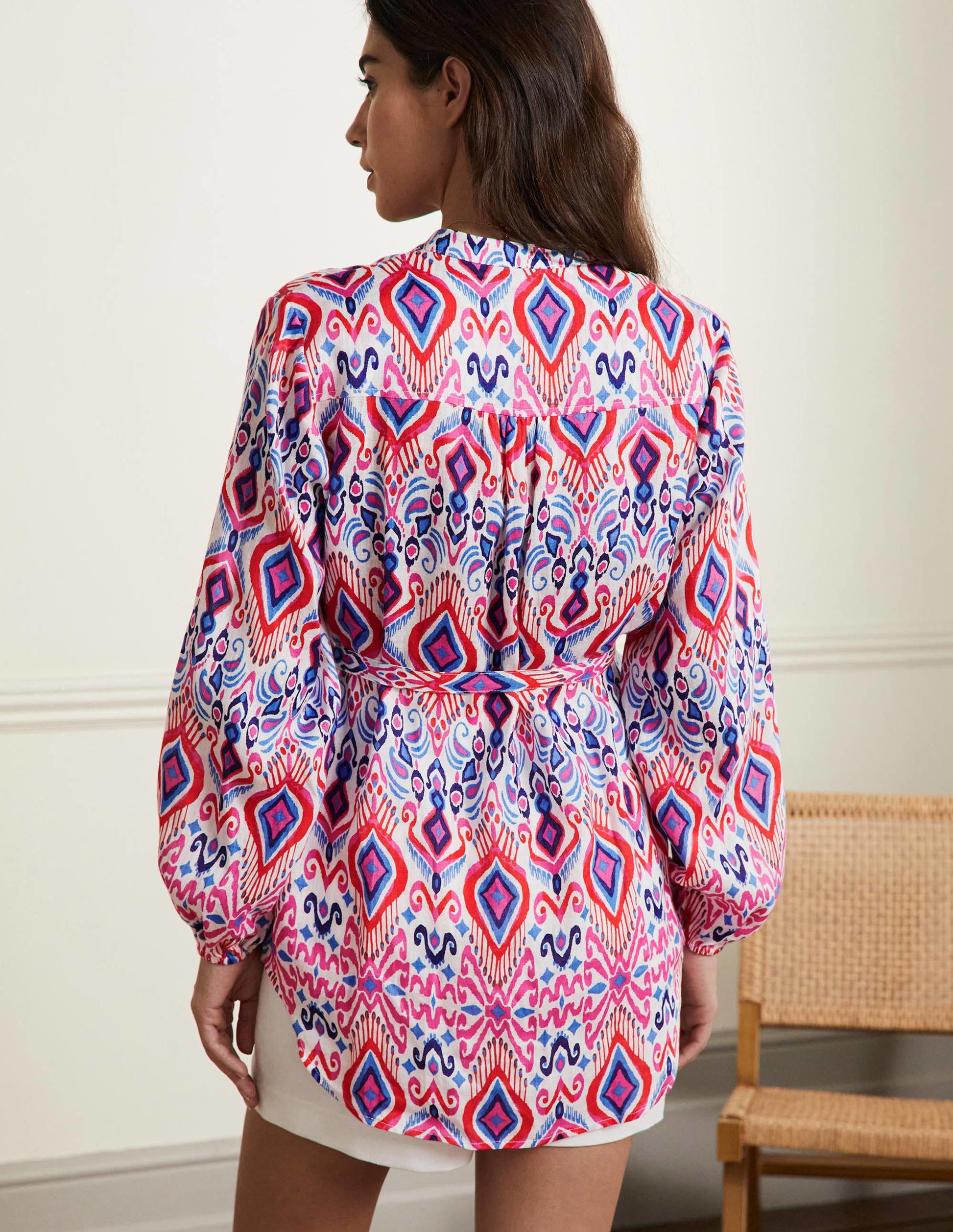 Rosie Linen Shirt-Multi, Ikat Paradise-3