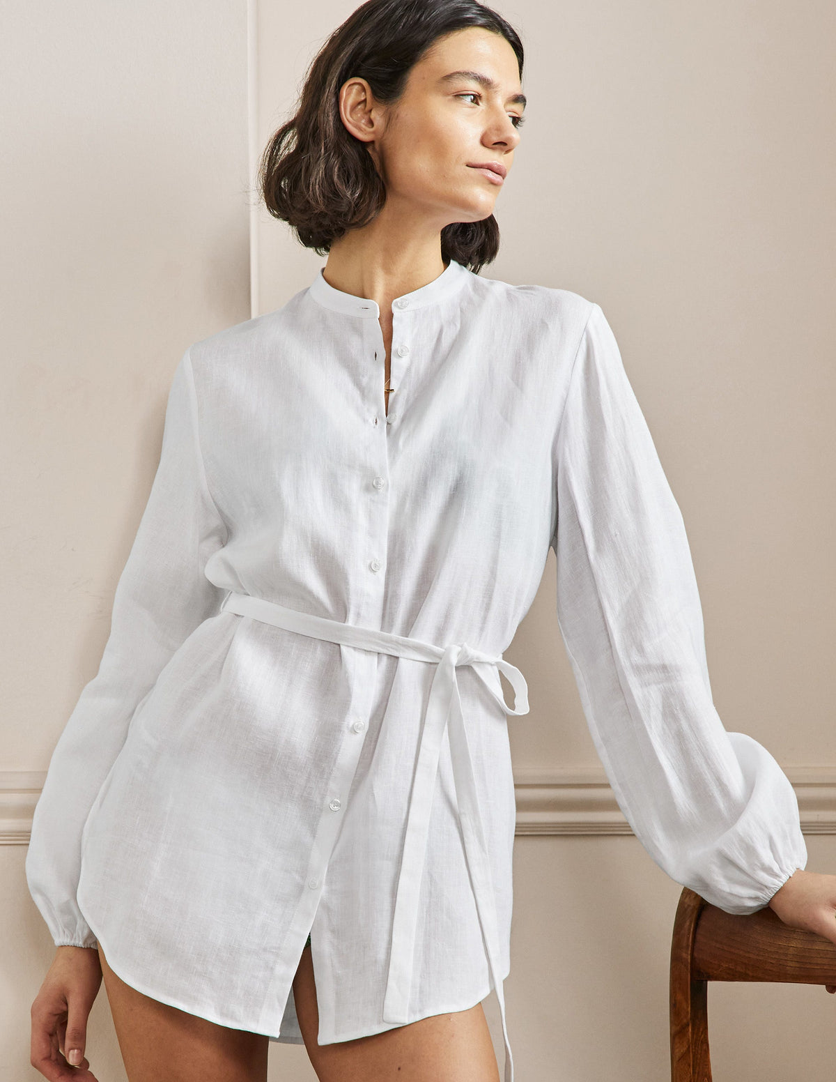 Rosie Linen Shirt-White - Image 1