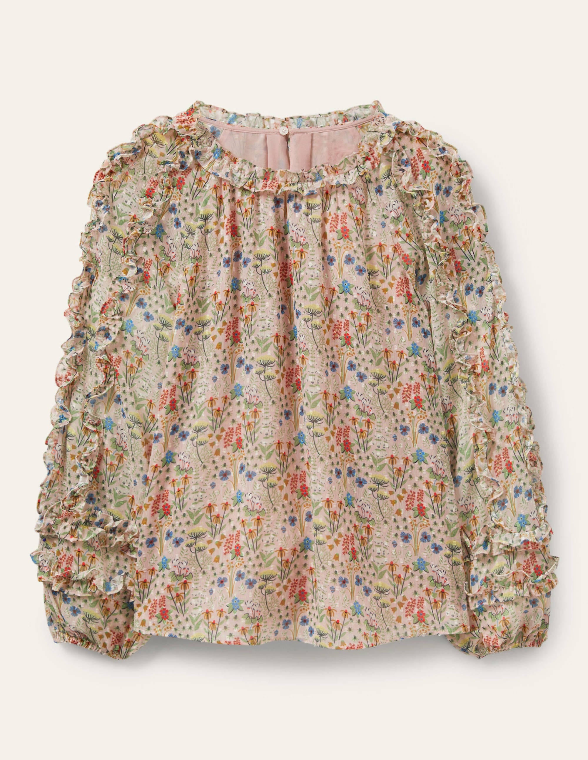 Ruffle Detail Raglan Blouse-Milkshake, Wildflower Bloom - Image 6