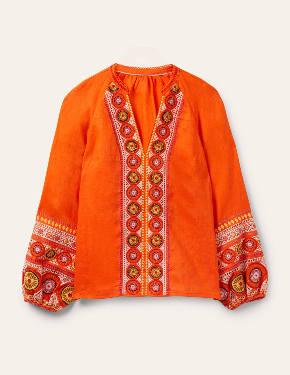 Tamsin Embroidered Linen Top-Clementine-5