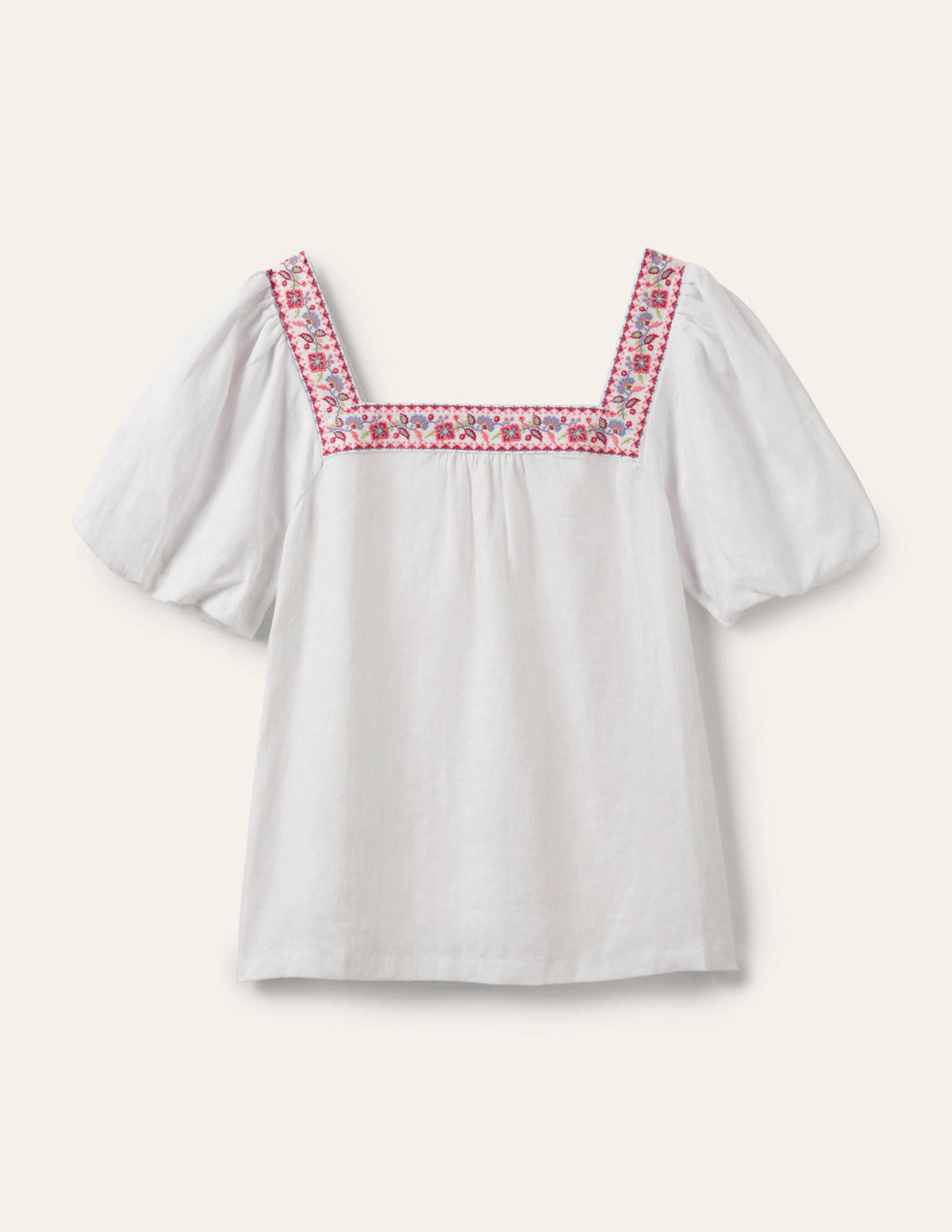 Square Neck Linen Top-White - Image 5