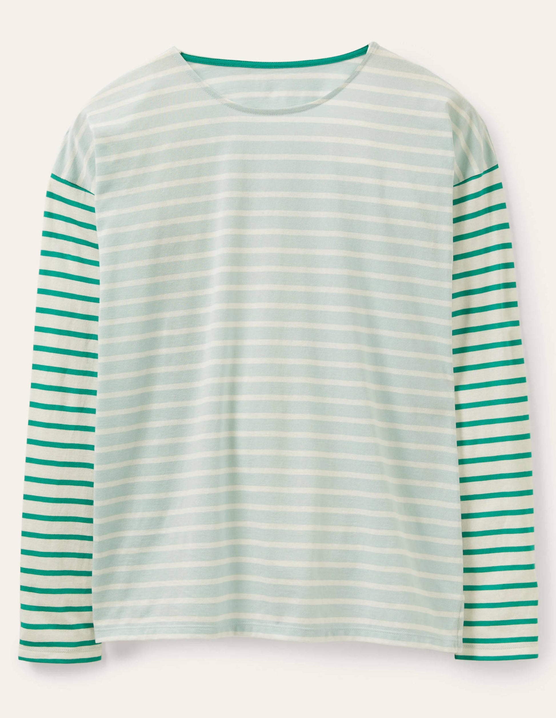 Dropped Shoulder Breton Top-Dawn Sky / Ivory Stripe-5