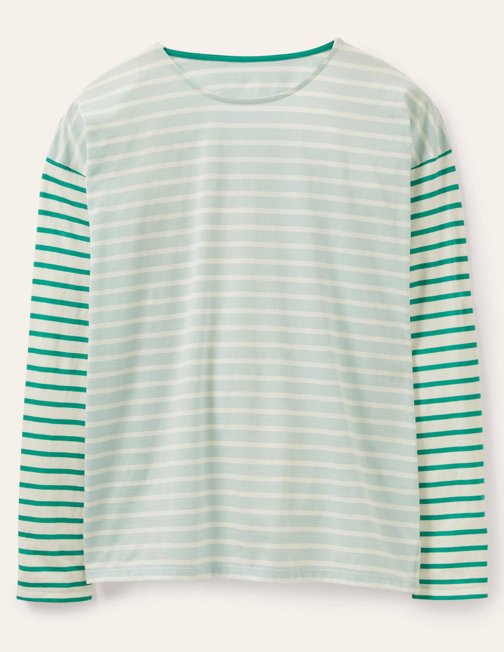 Dropped Shoulder Breton Top-Dawn Sky / Ivory Stripe - Image 5