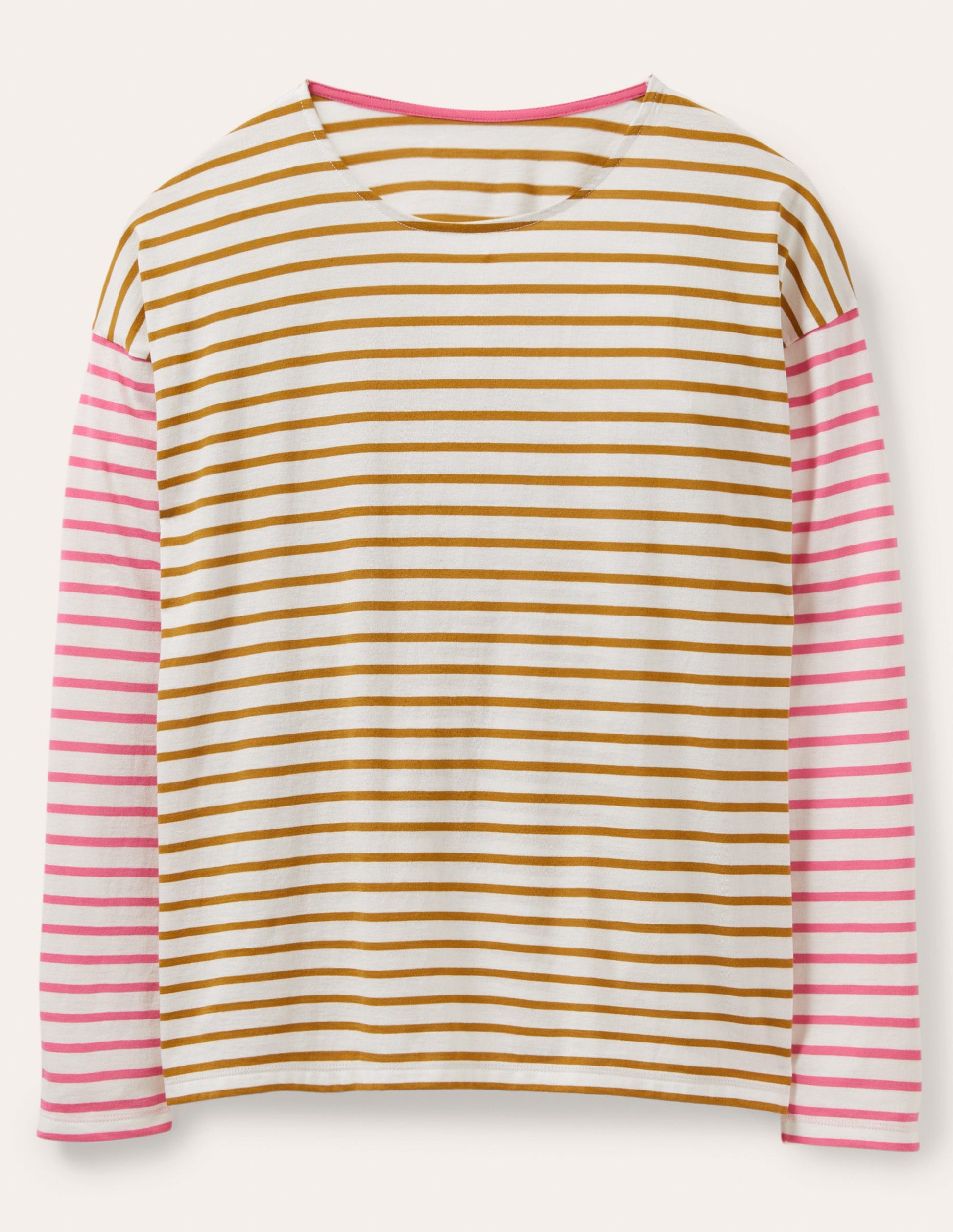 Dropped Shoulder Breton Top-Ivory / Frankincense Stripe-6