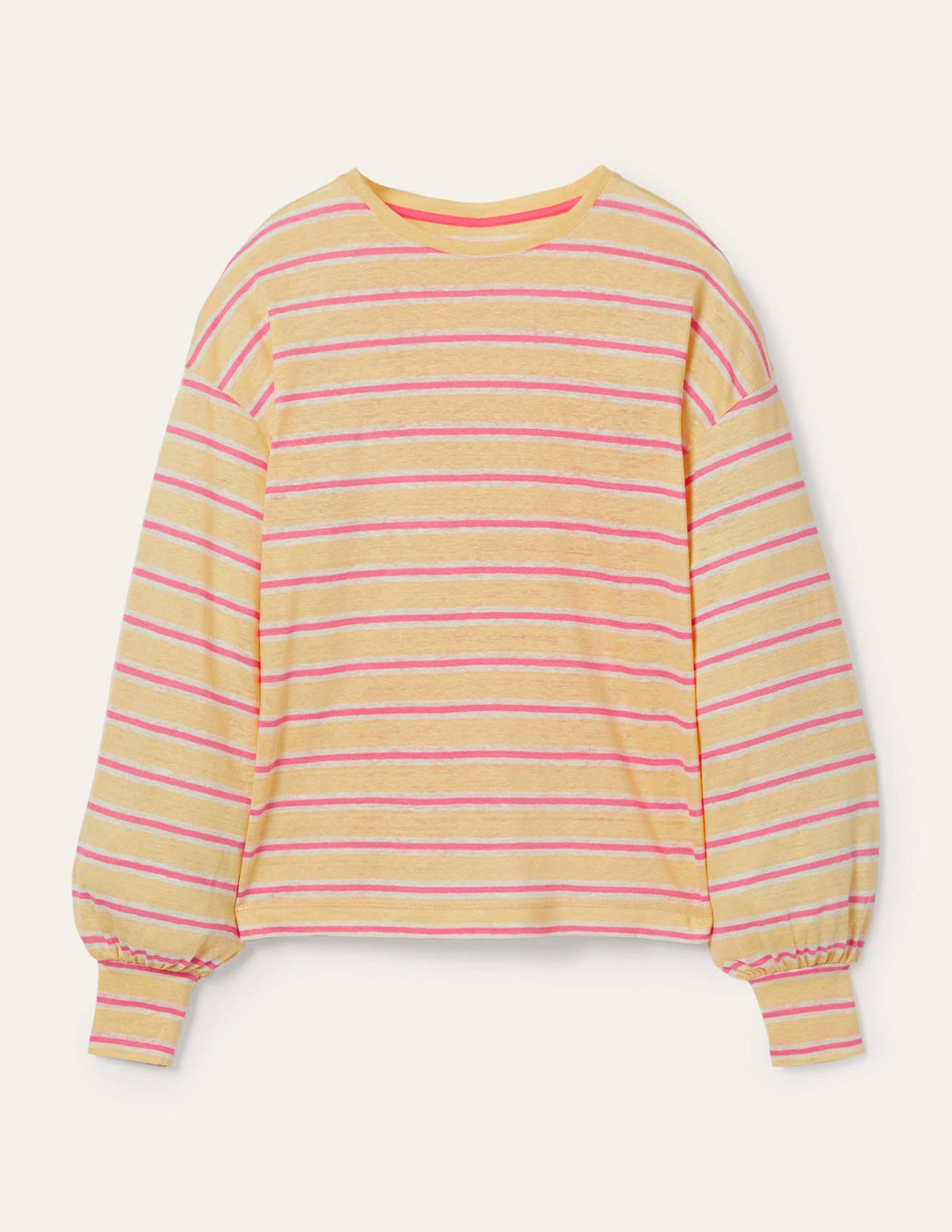 Blouson Linen Top-Sunlight / Azalea Stripe-5