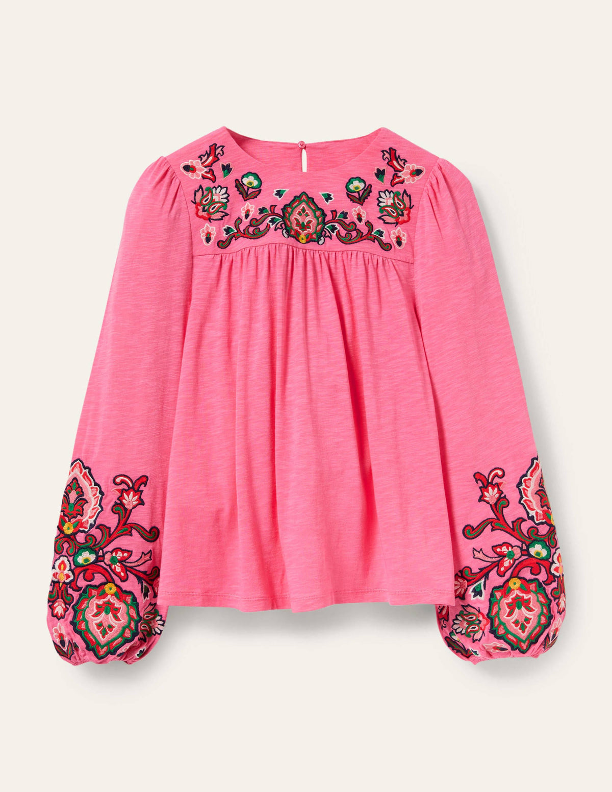 Embroidered Blouson Jersey Top-Azalea - Image 5