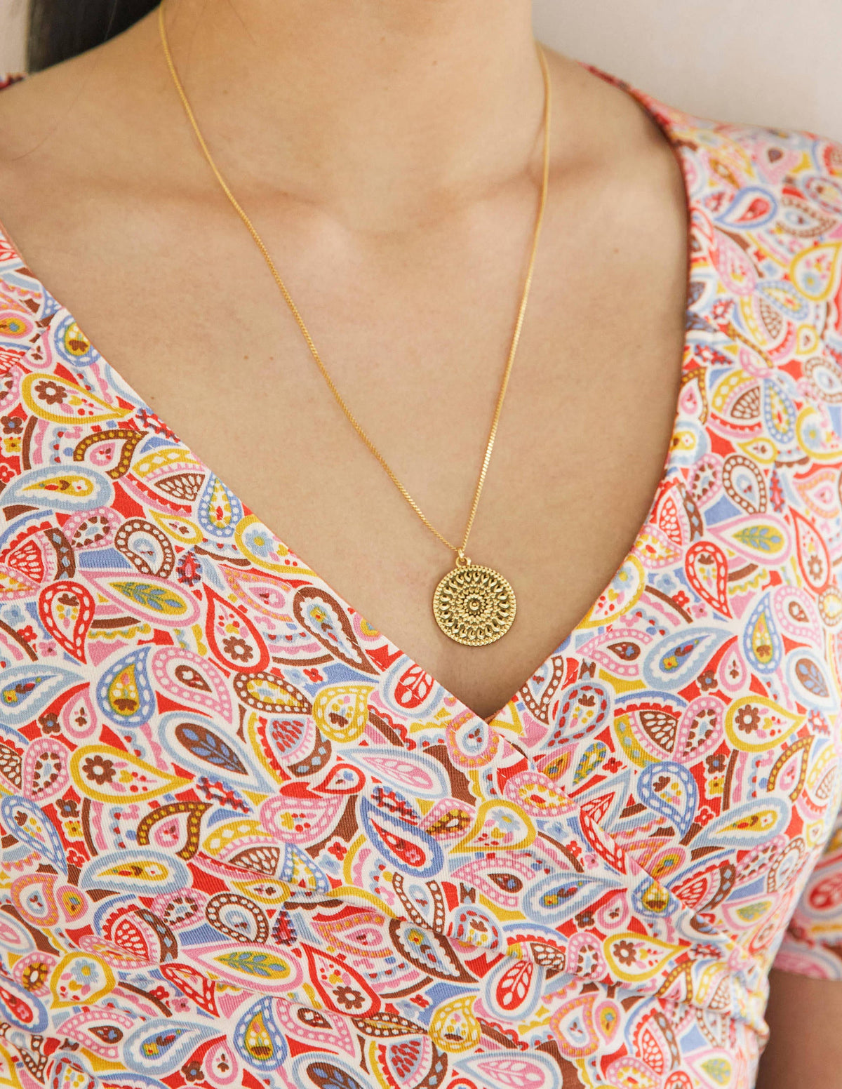 Short Sleeve Wrap Top-Multi, Paisley Blush - Image 2