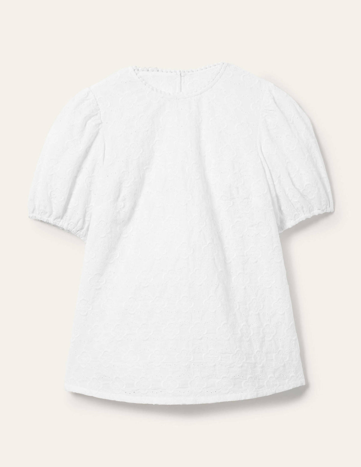 Broderie Puff Sleeve Top-White - Image 5