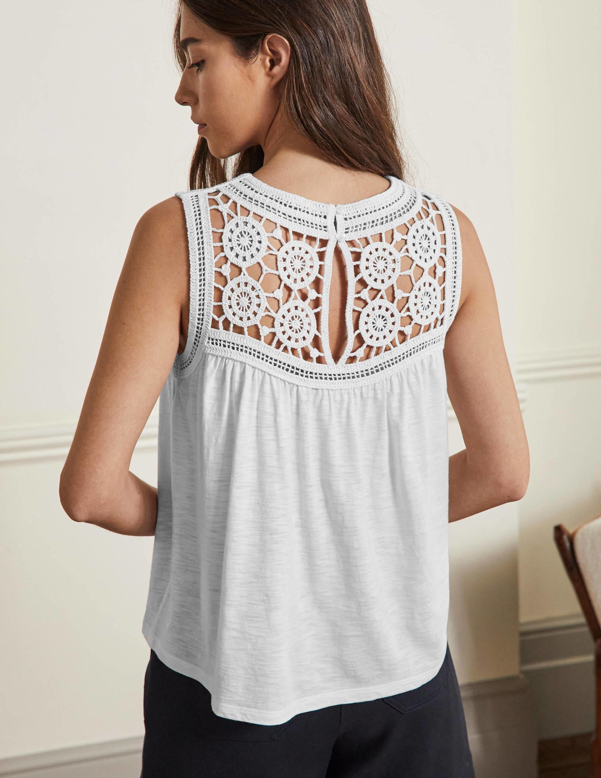 Anais Crochet Jersey Top-White - Image 3