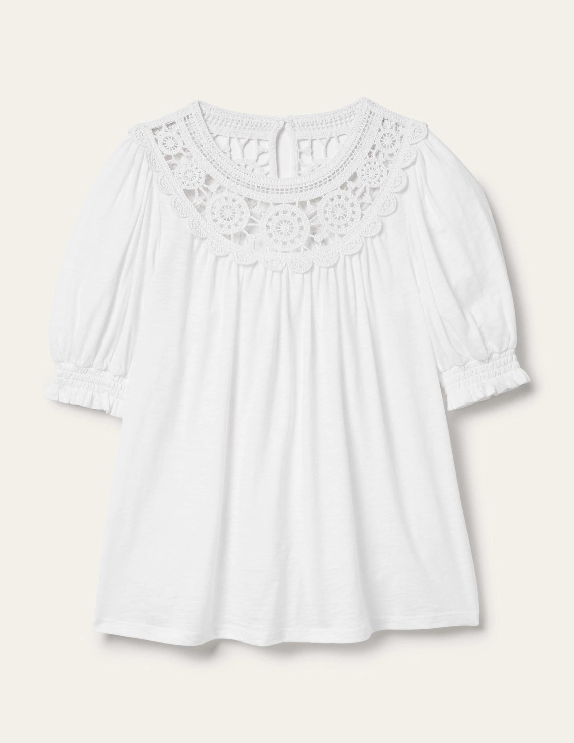 Anais Crochet Puff Sleeve Top-White - Image 5