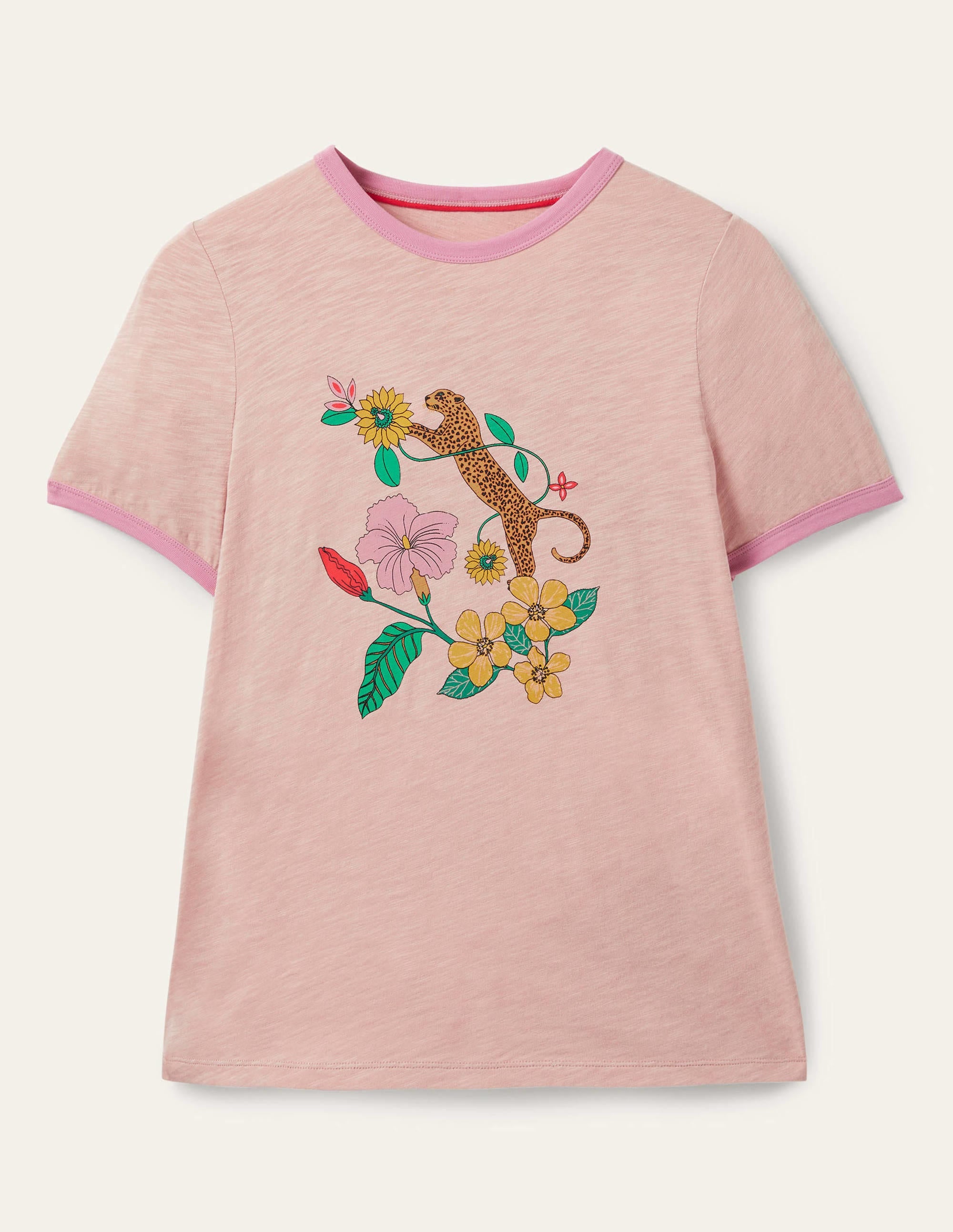 Contrast Rib Cotton T-Shirt-Milkshake, Exotic Paradise - Image 6