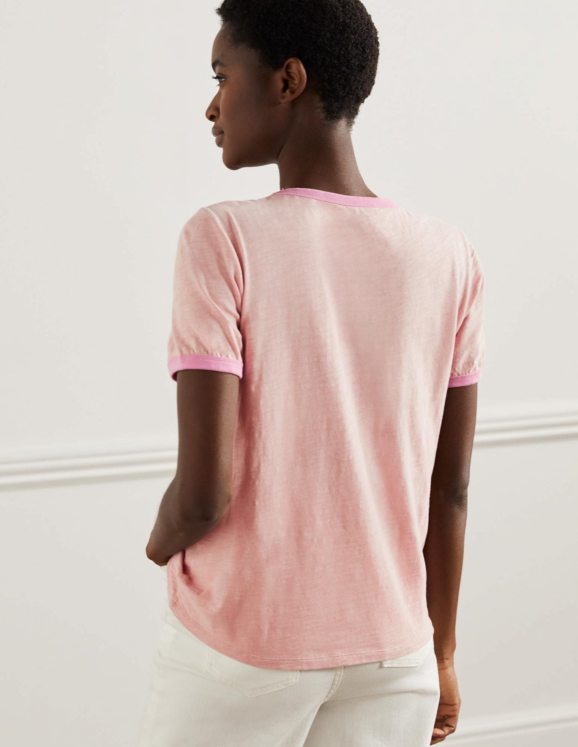 Contrast Rib Cotton T-Shirt-Milkshake, Exotic Paradise-3