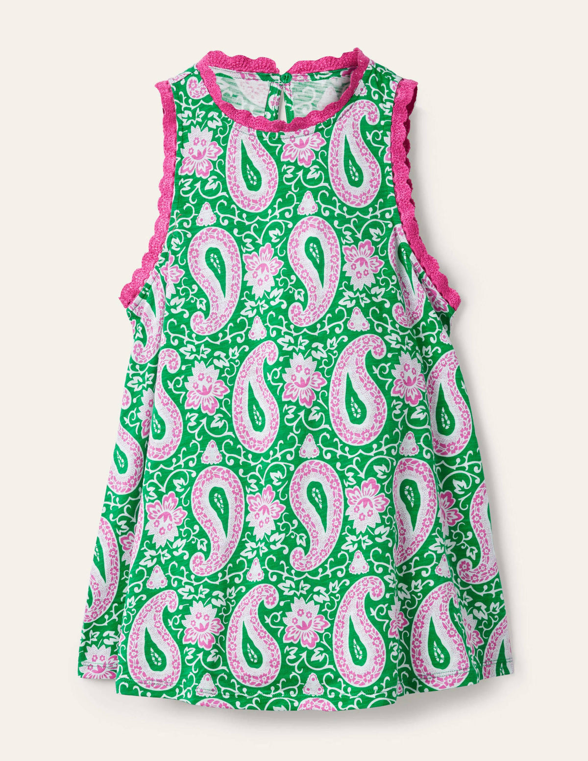 Stitch Detail Jersey Top-Emerald, Enchanting Paisley - Image 5