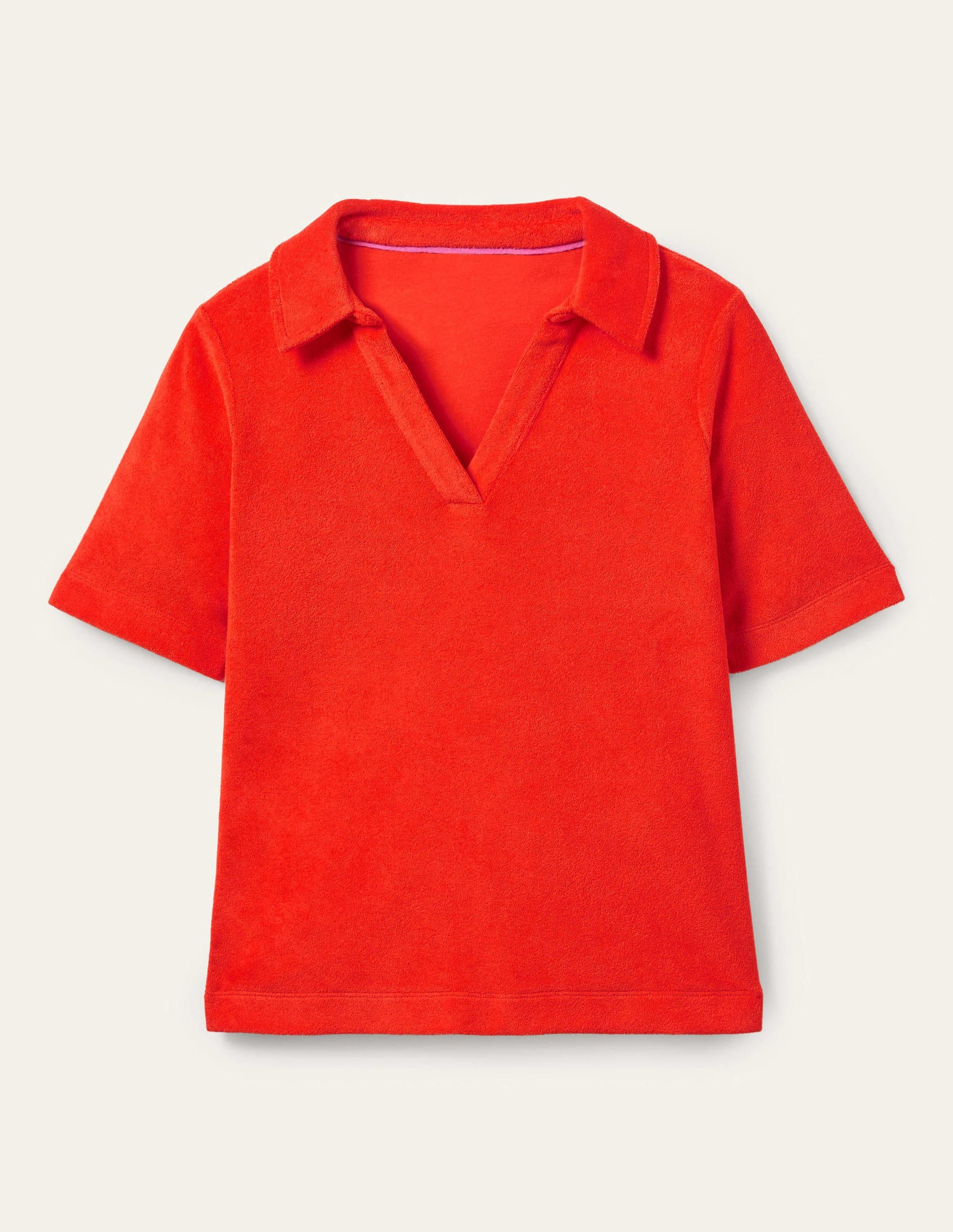 Erica Towelling Polo Top-Bright Papaya-7