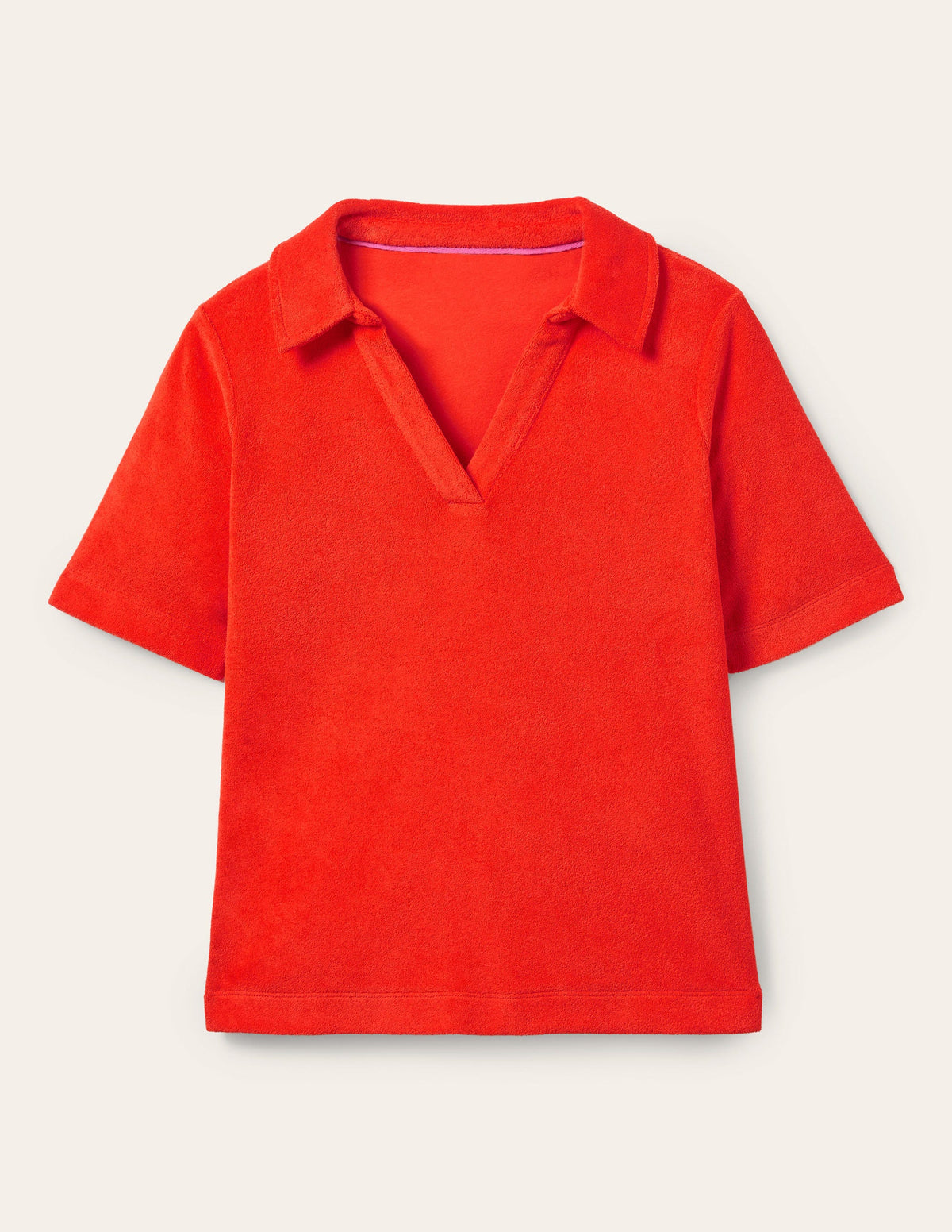 Erica Towelling Polo Top-Bright Papaya - Image 8
