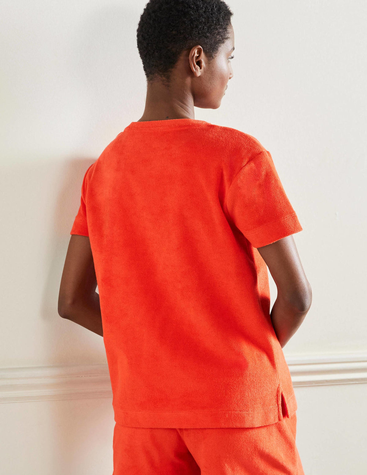 Erica Towelling Crew Neck Top-Bright Papaya - Image 3