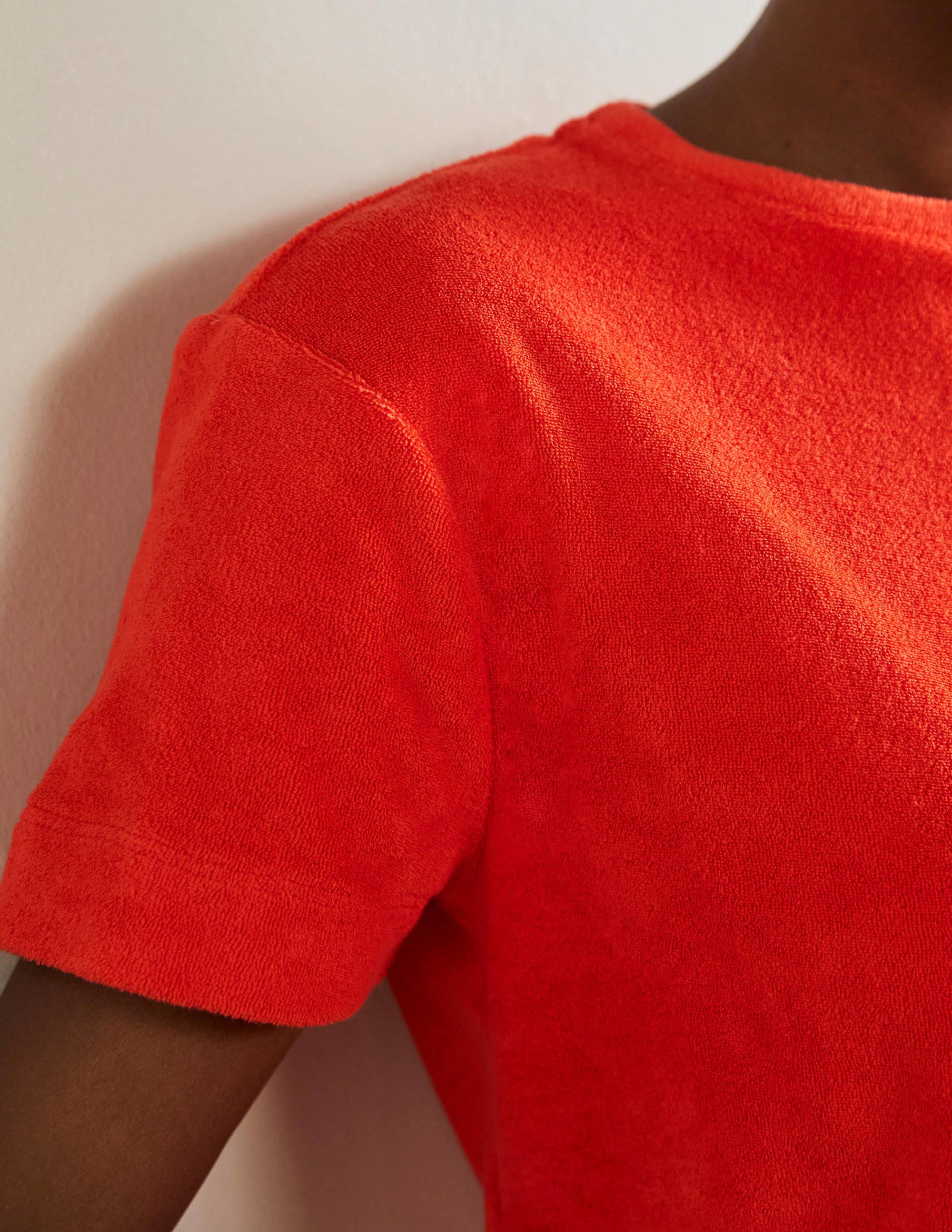 Erica Towelling Crew Neck Top-Bright Papaya - Image 5