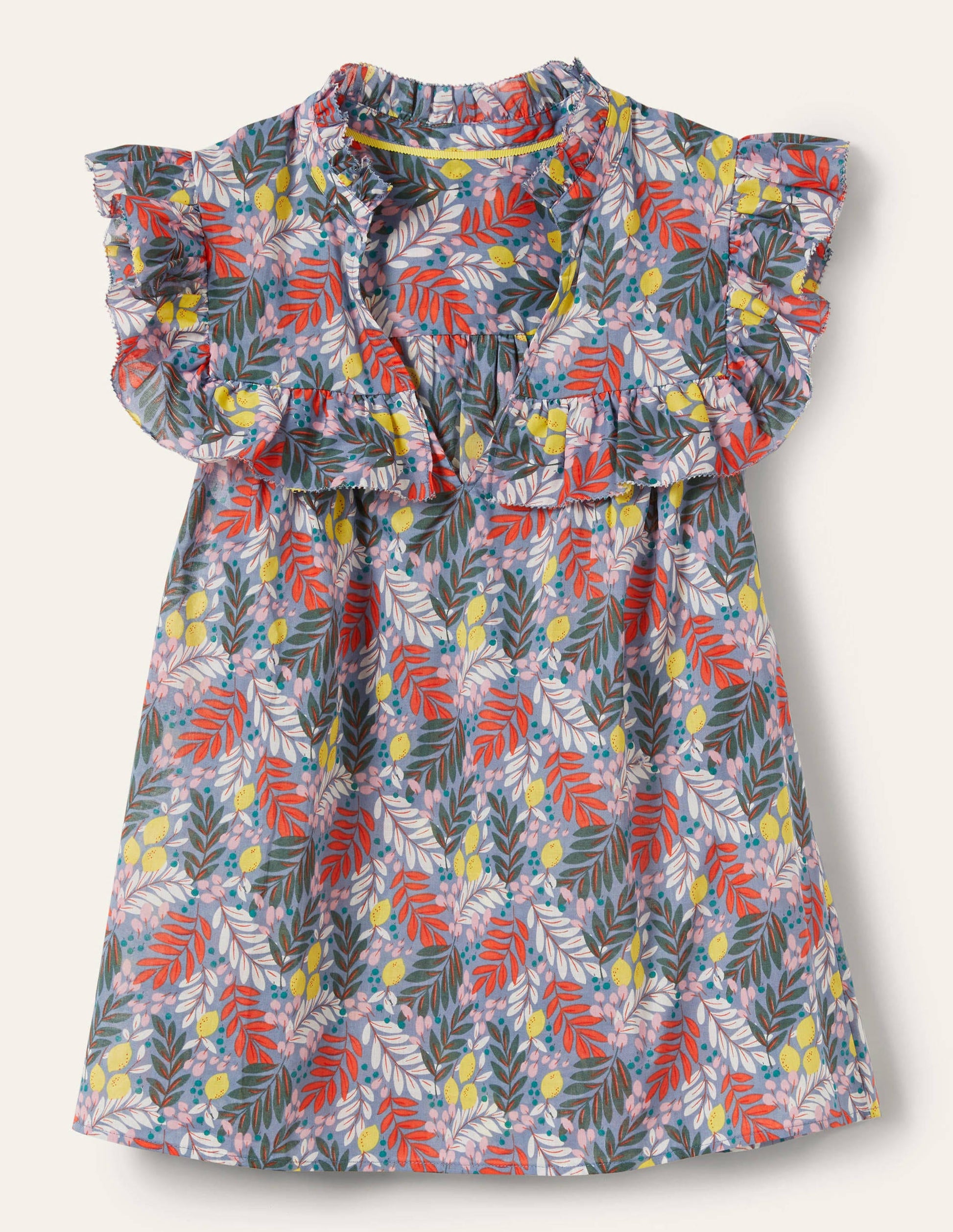 Sleeveless Ruffle Top-Mountain Spring, Lemon Foliage-5