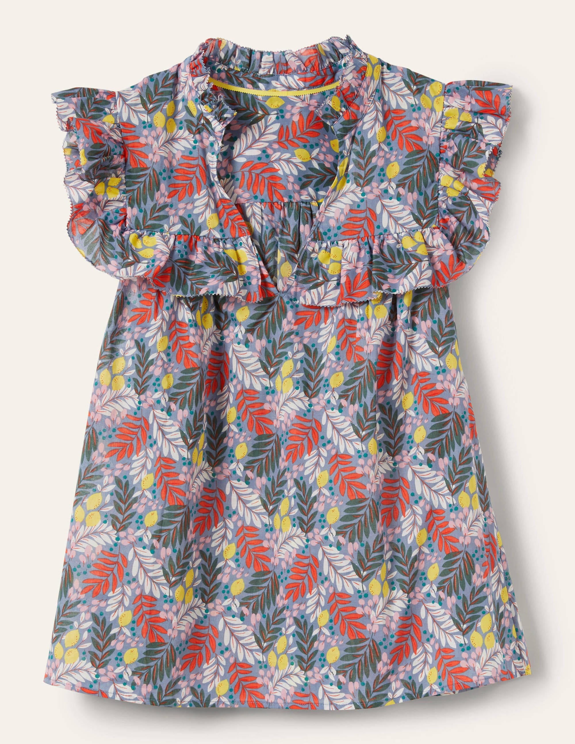 Sleeveless Ruffle Top-Mountain Spring, Lemon Foliage - Image 5