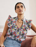 Sleeveless Ruffle Top-Mountain Spring, Lemon Foliage