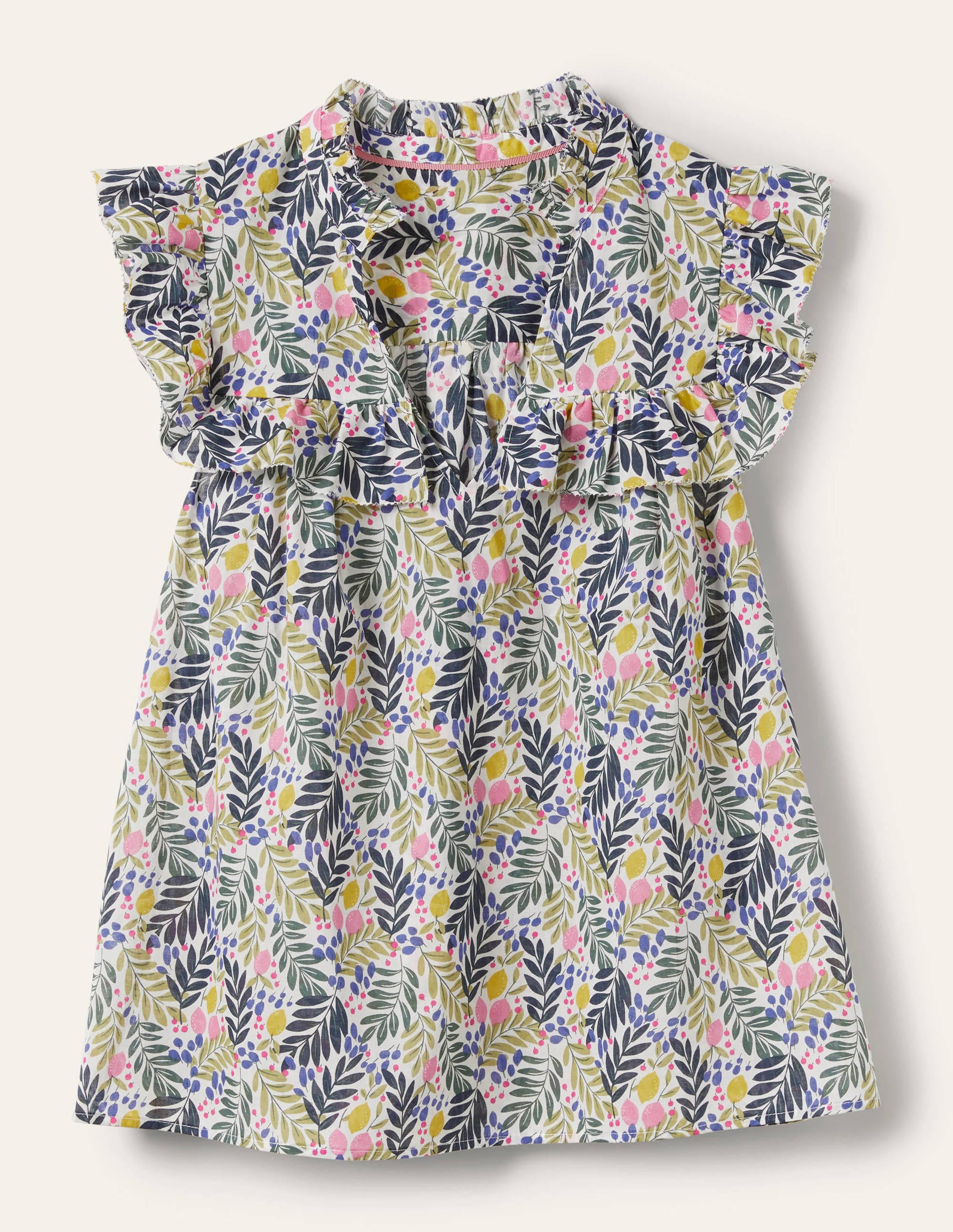 Sleeveless Ruffle Top-Multi, Lemon Foliage - Image 5