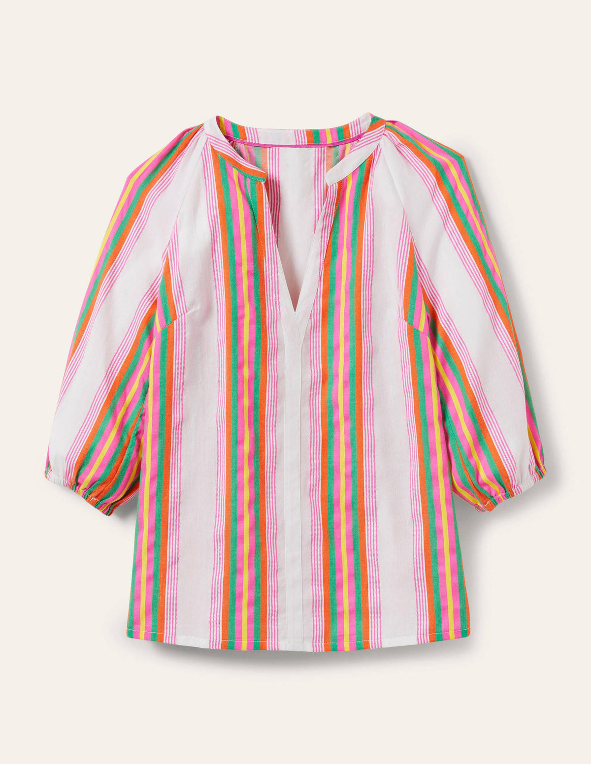 Louise Mid Sleeve Popover-Tropical Woven Rainbow Stripe-6