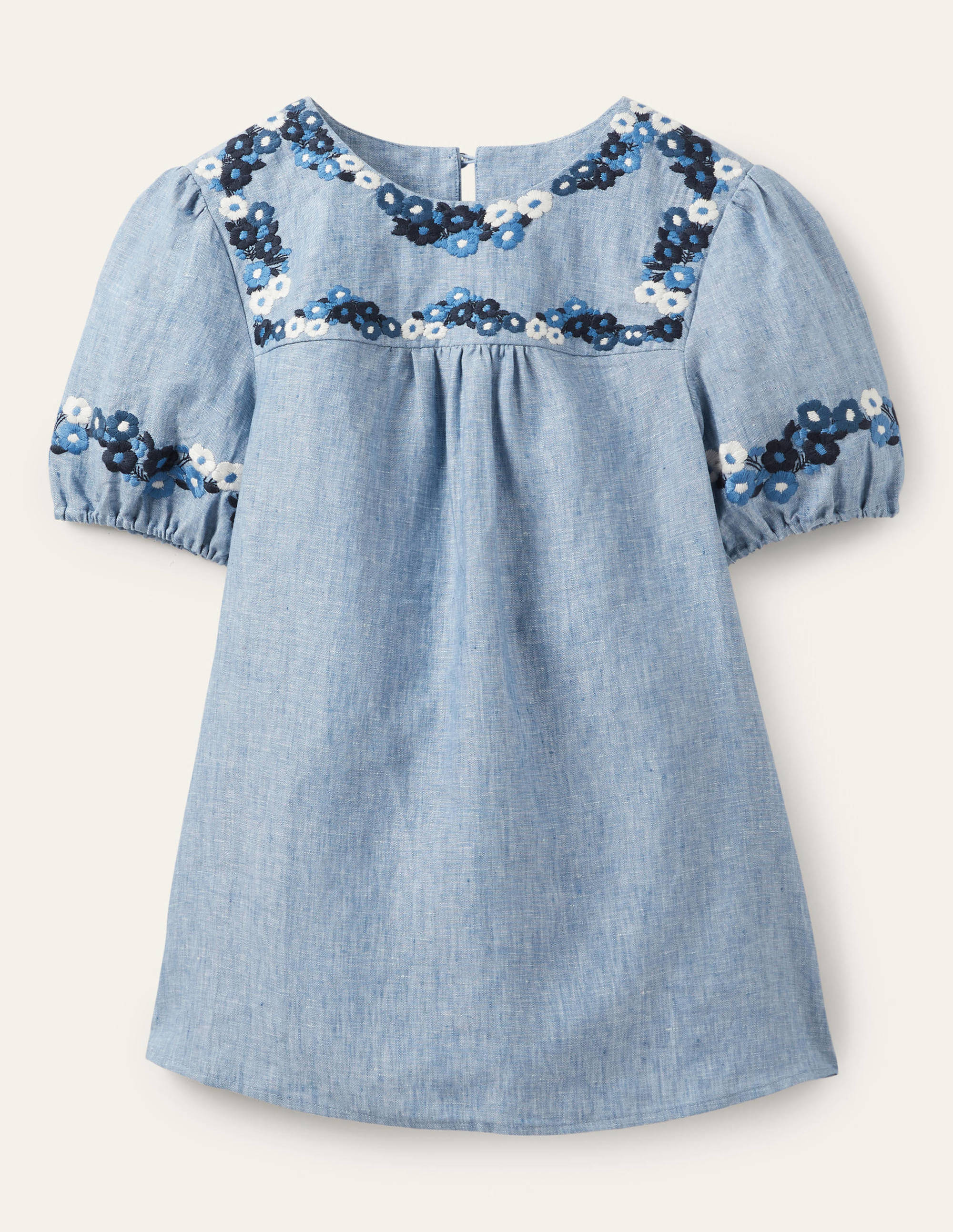 Embroidered Linen Top-Chambray - Image 5