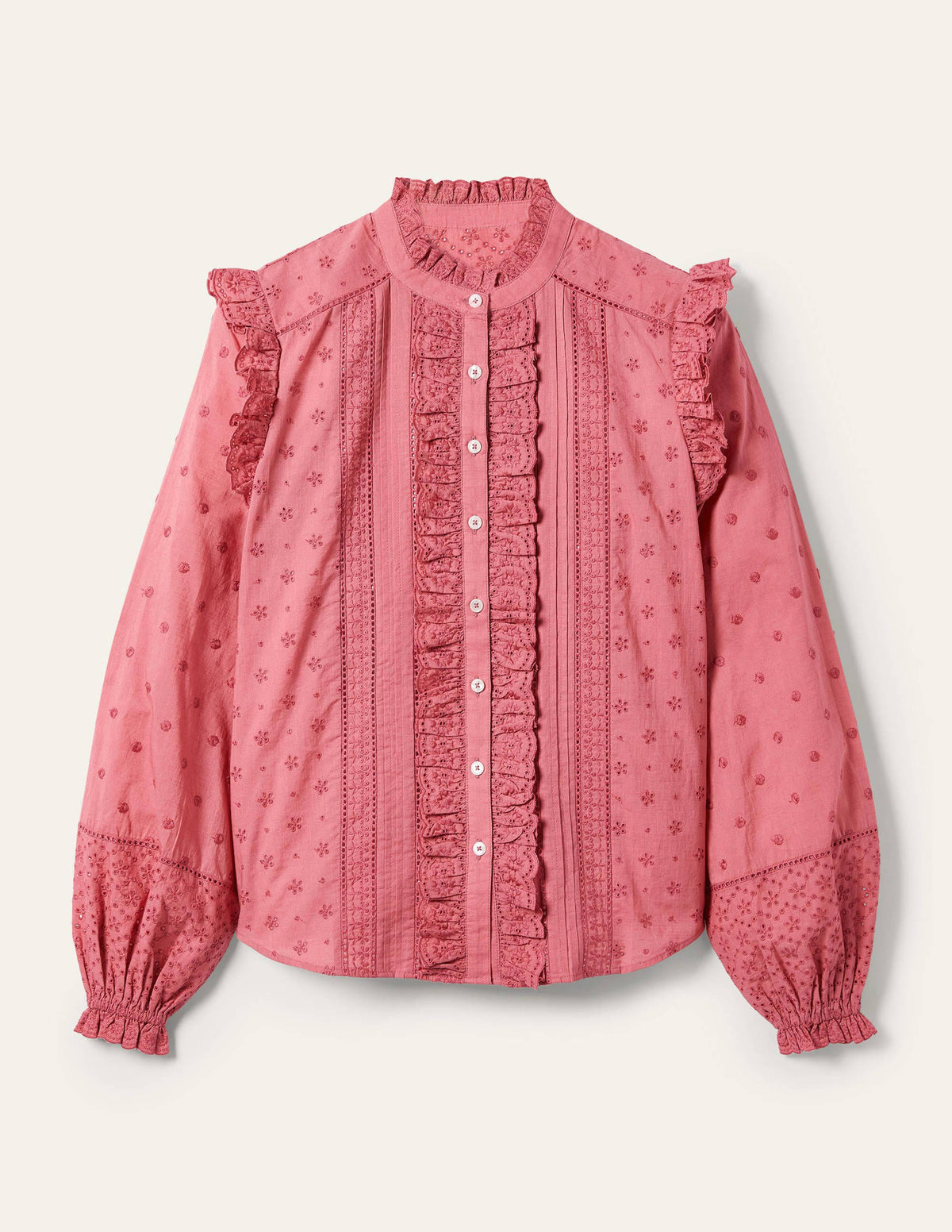 Iris Broderie Shirt-Dusty Red-6